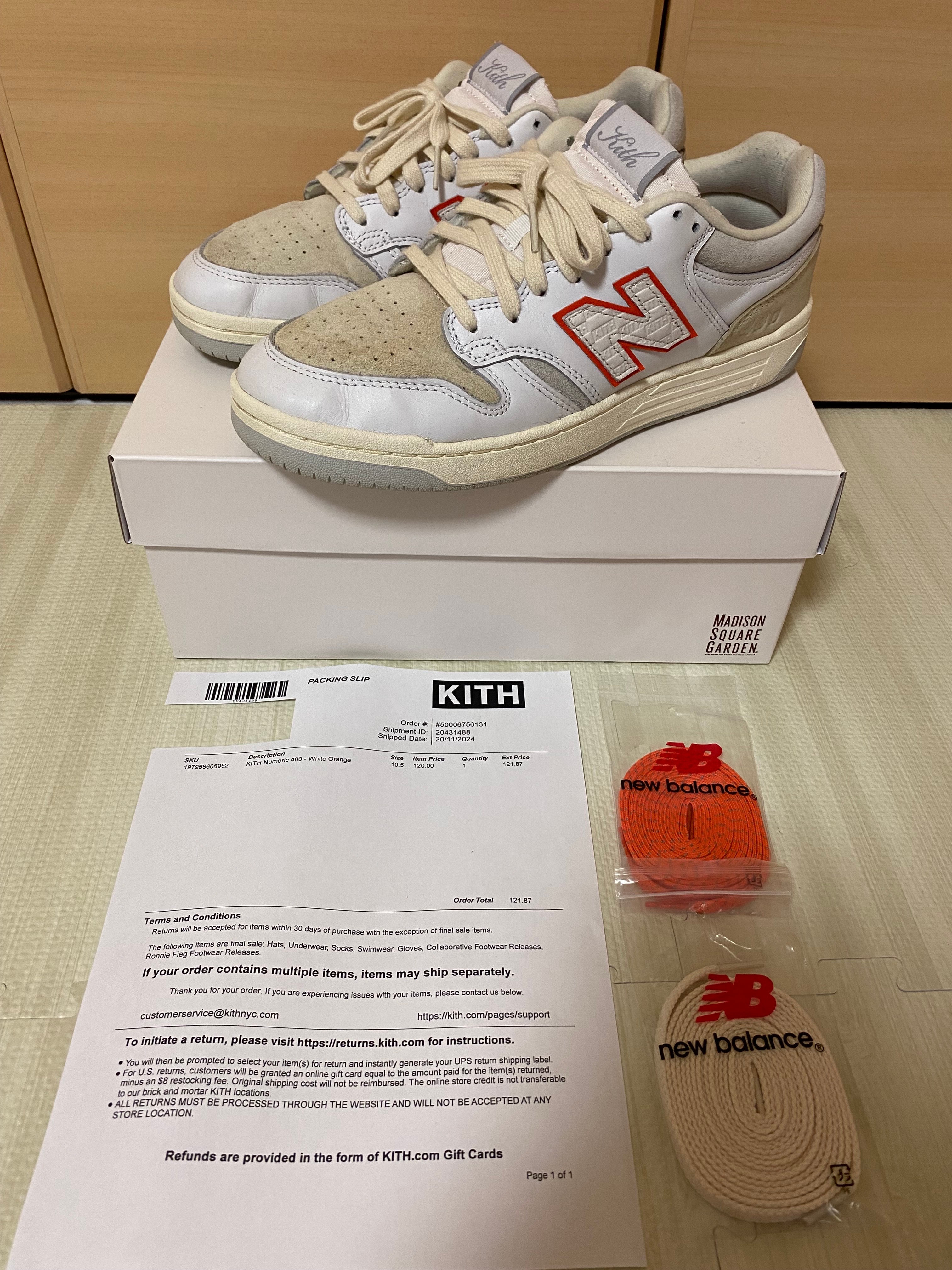 KITH × New Balance Numeric 480 Madison Square Garden "White Orange"