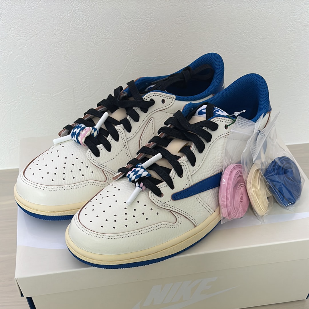 Travis Scott × fragment design × Nike Air Jordan 1 Low OG "Sail/Military Blue"