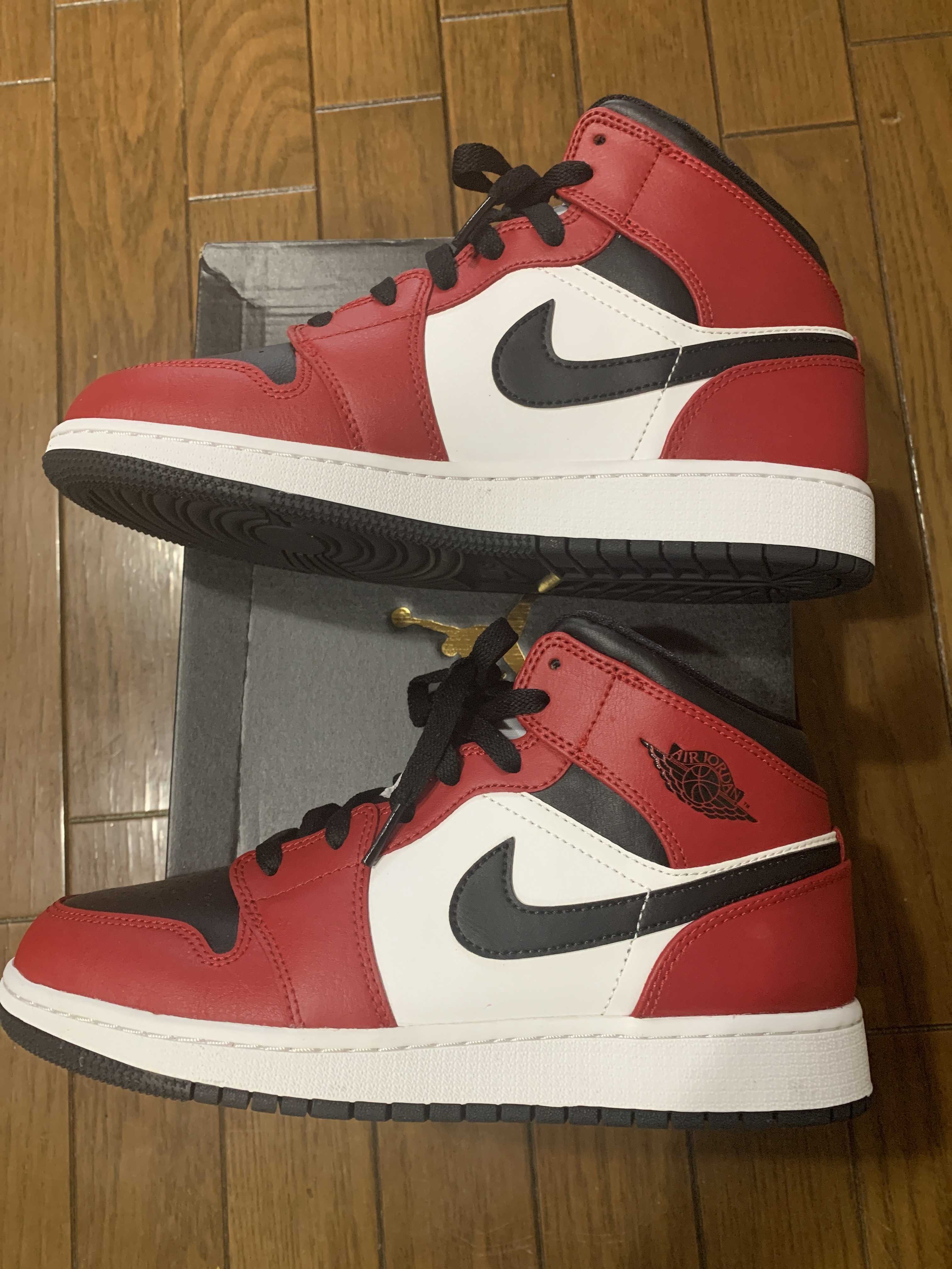 Nike GS Air Jordan 1 Mid "Black/Gym Red-White"