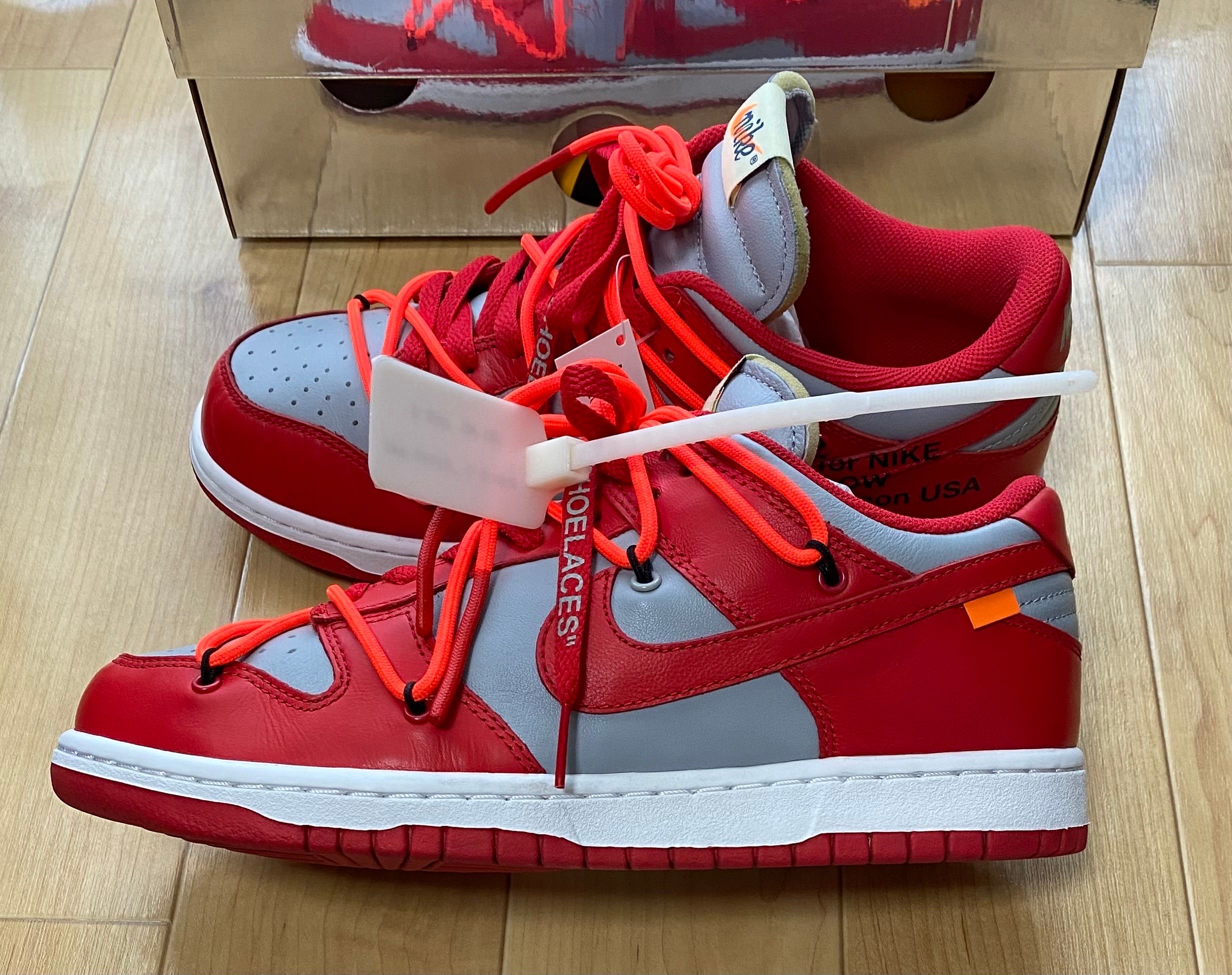 Off-White × Nike Dunk Low "University Red/Wolf Grey"