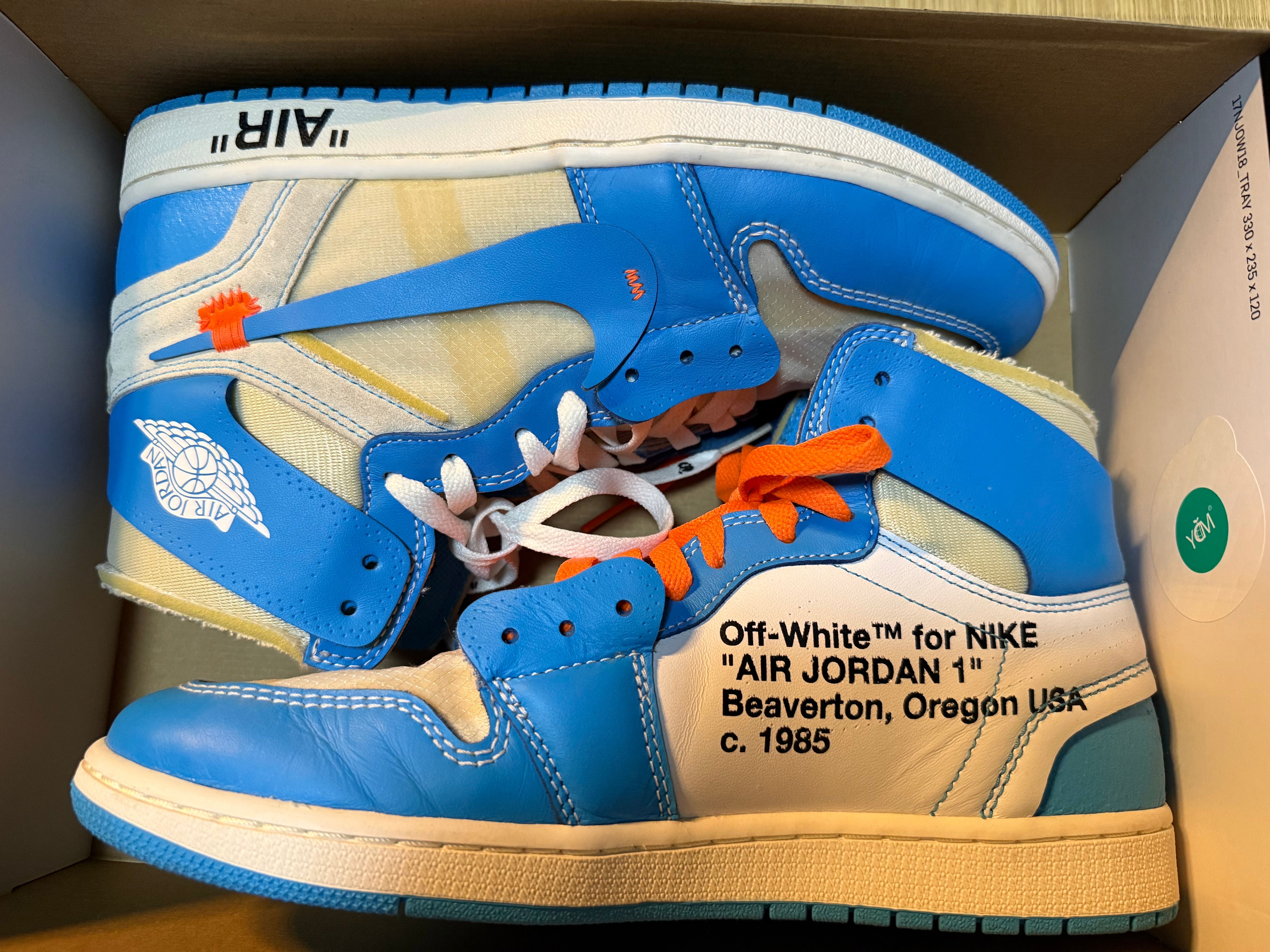Off-White × Nike Air Jordan 1 High UNC "White/Dark Powder Blue"
