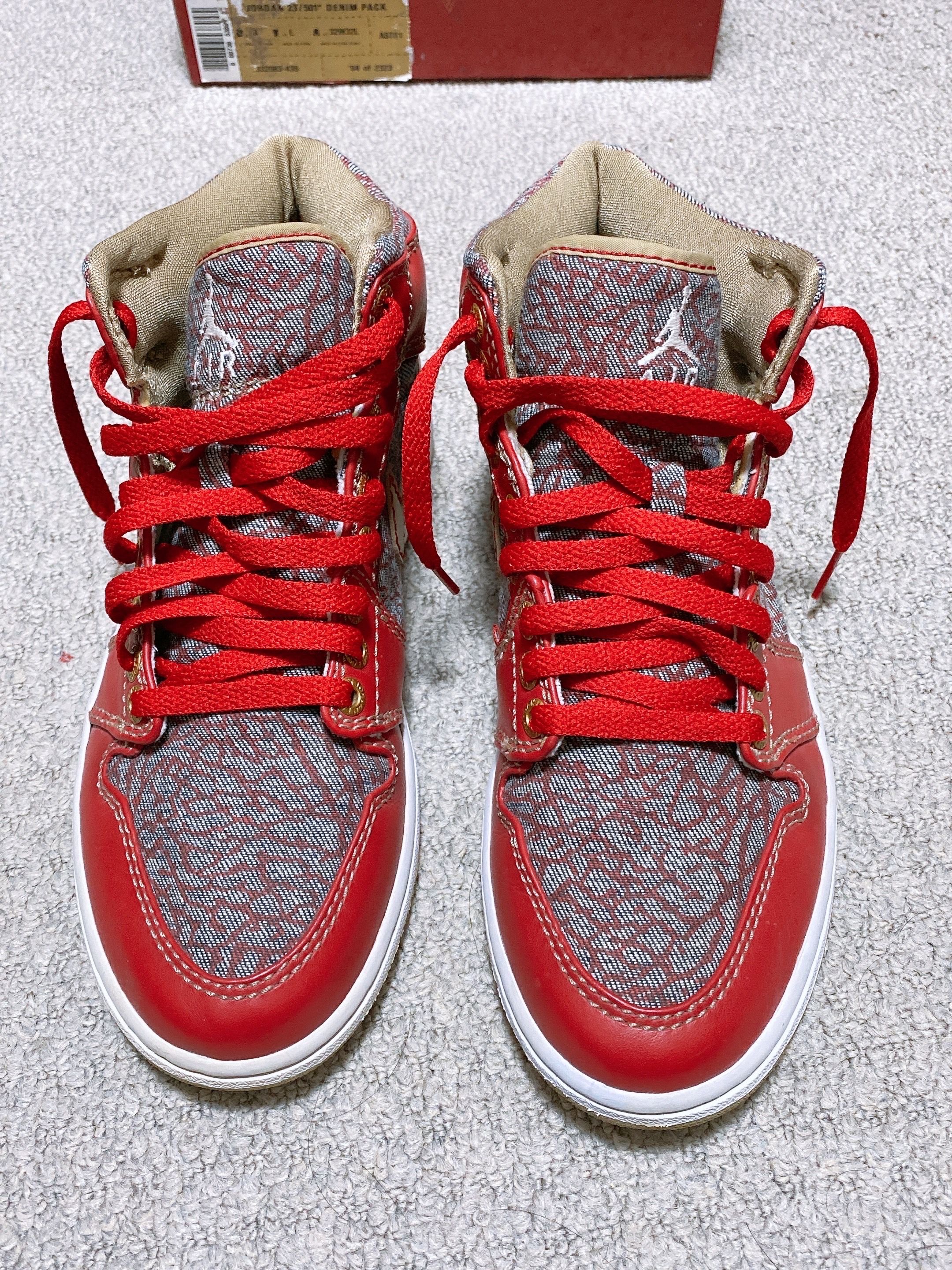 Levi’s®︎ × Nike Air Jordan 1 23/501 Mid "Denim Pack Red Cement"