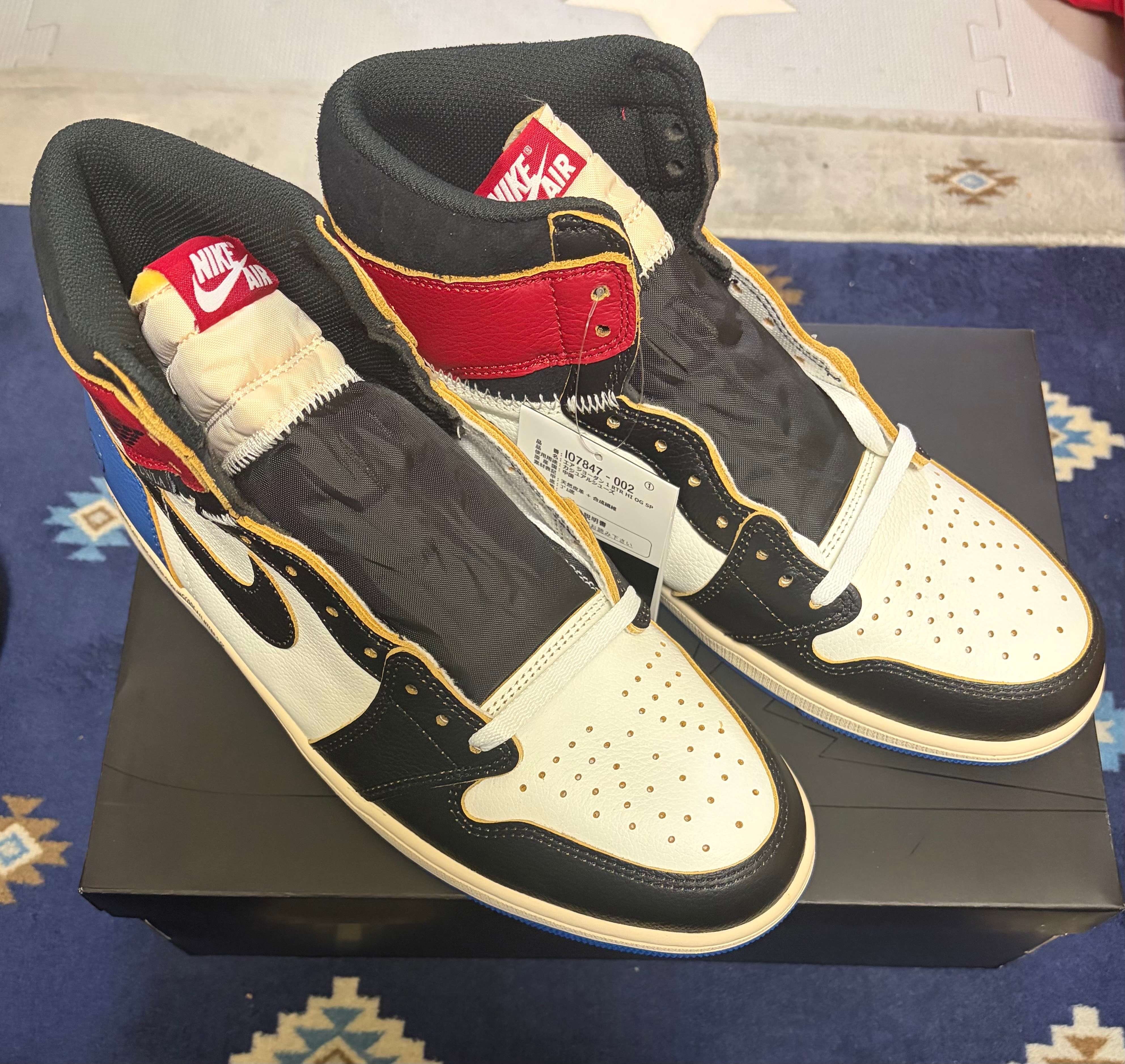 fragment design × UNION × Nike Air Jordan 1 High OG "Black/Varsity Red"