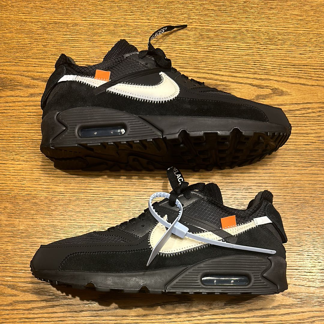 Off-White × Nike Air Max 90 "Black/Black-Cone-White"