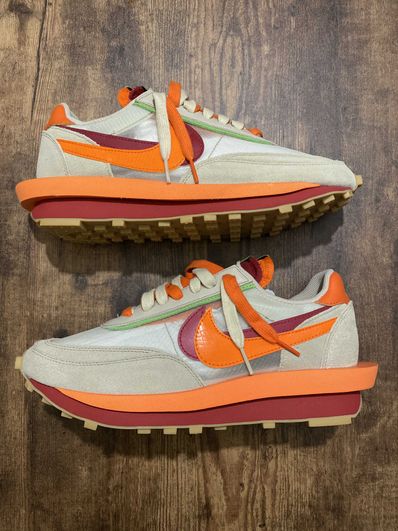 CLOT × Sacai × Nike LD Waffle "Orange Blaze"