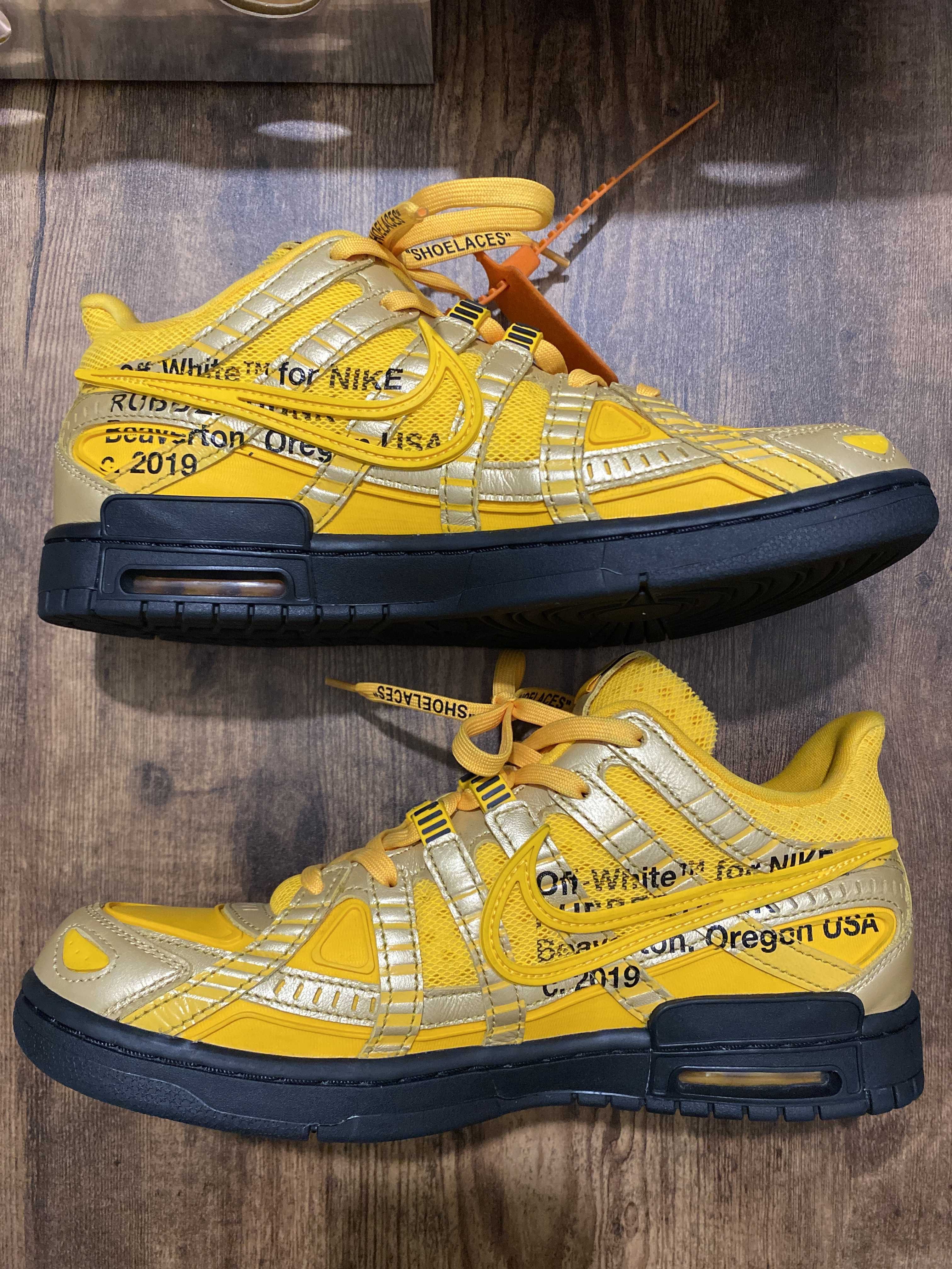 Off-White × Nike Air Rubber Dunk "University Gold" 