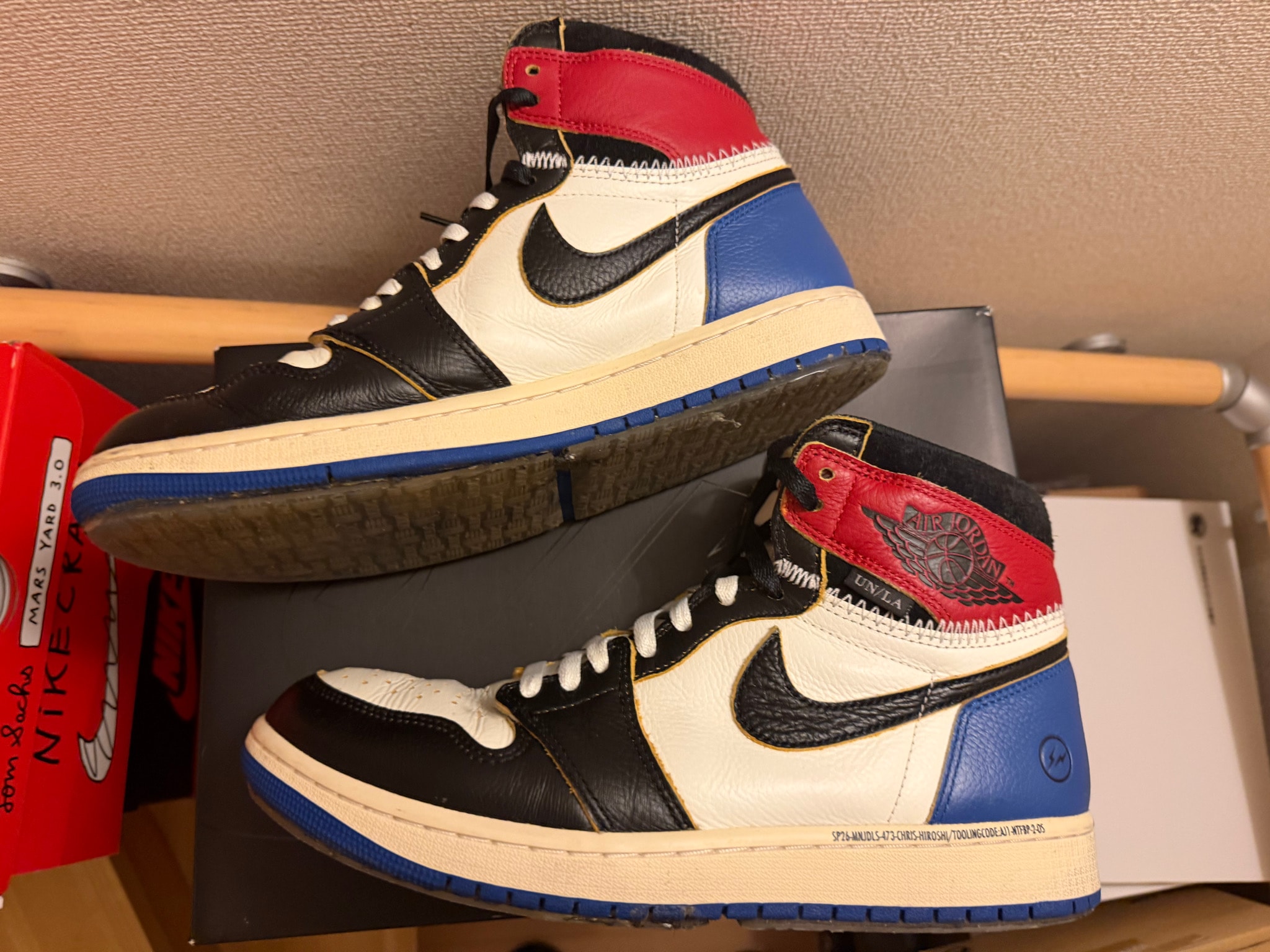 fragment design × UNION × Nike Air Jordan 1 High OG "Black/Varsity Red"