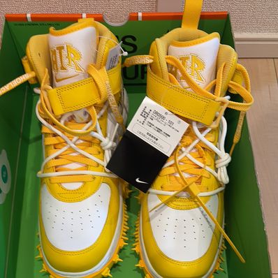 Off-White × Nike Air Force 1 Mid SP LTHR "White and Varsity Maize"