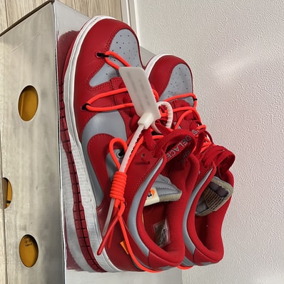 Off-White × Nike Dunk Low "University Red/Wolf Grey"