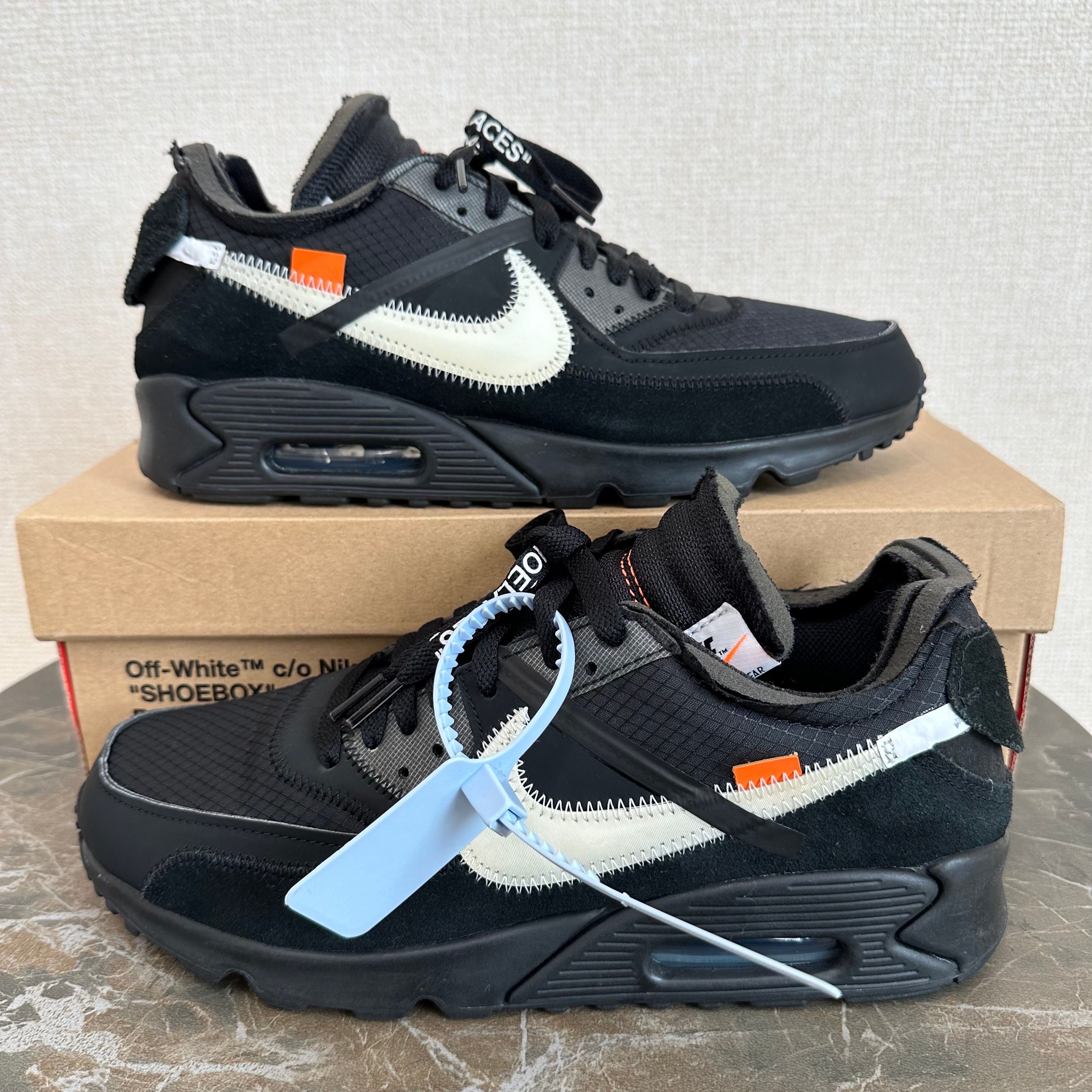 Off-White × Nike Air Max 90 "Black/Black-Cone-White"