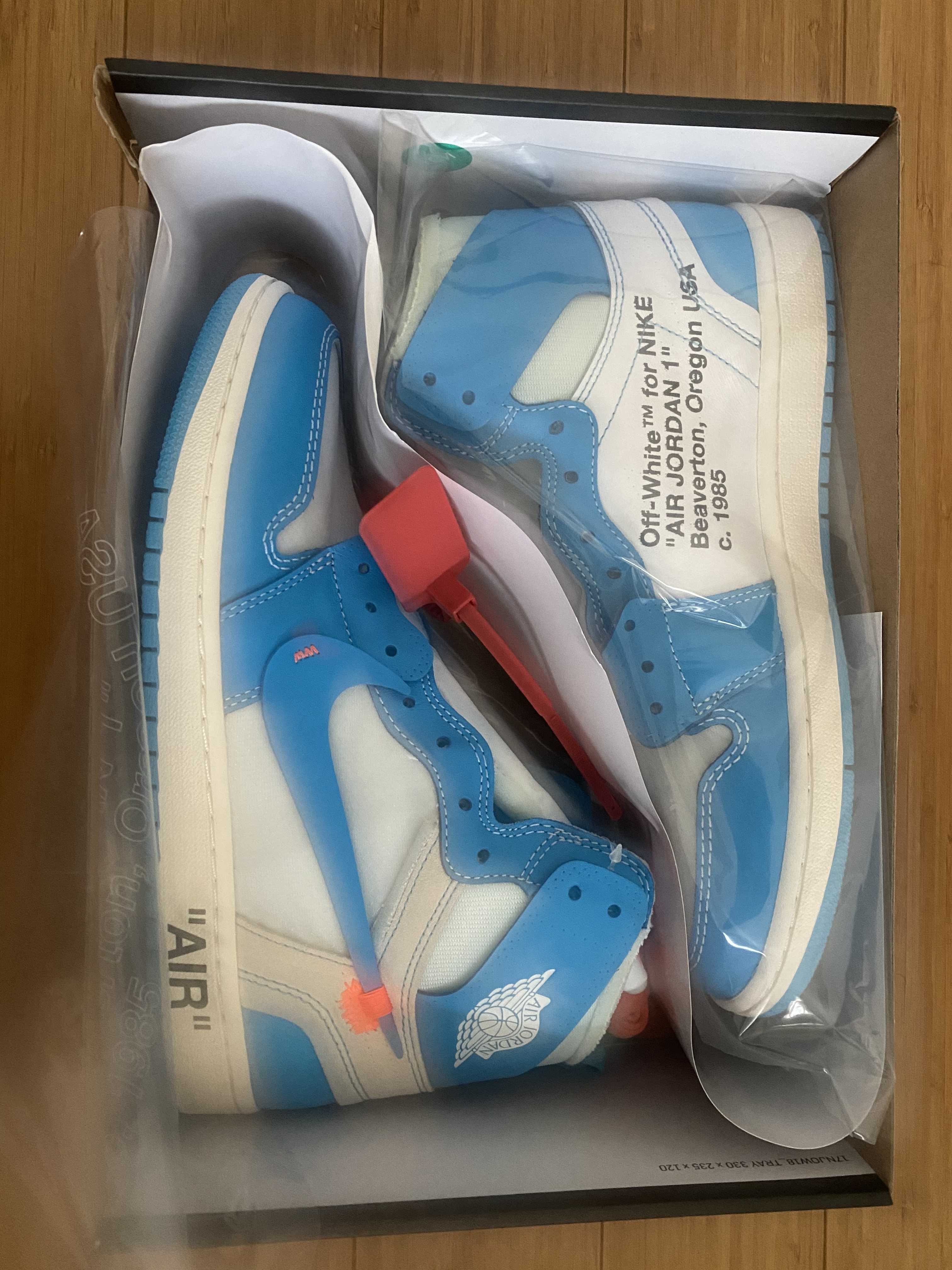 Off-White × Nike Air Jordan 1 High UNC "White/Dark Powder Blue"