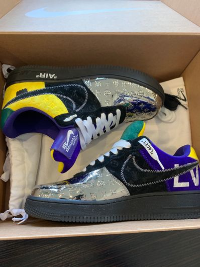 Louis Vuitton × Nike Air Force 1 Low by Virgil Abloh "Silver & Multi Color Patch Work"