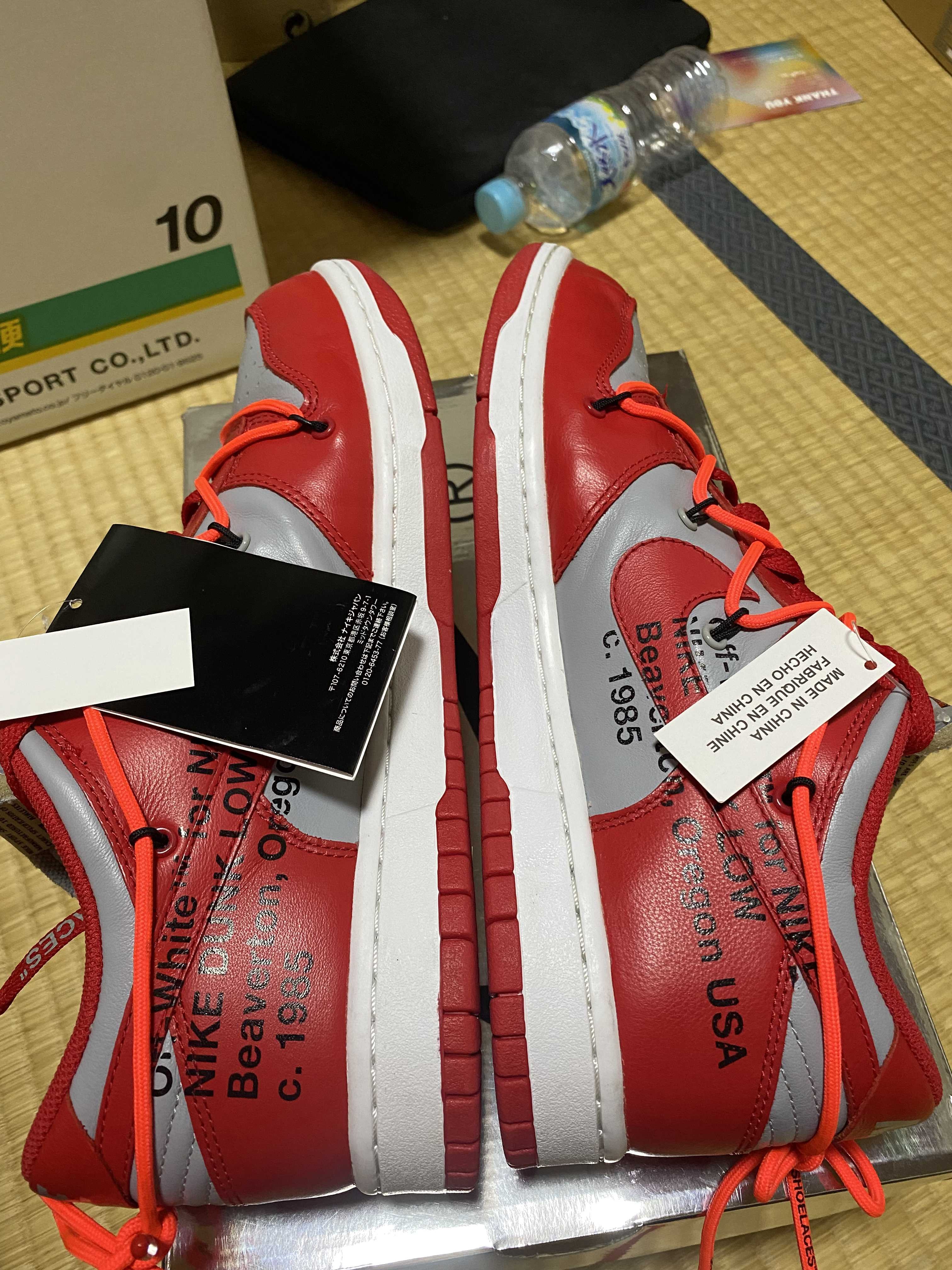 Off-White × Nike Dunk Low "University Red/Wolf Grey"