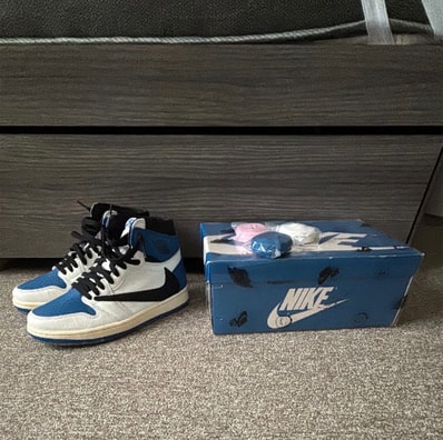 Travis Scott × fragment design × Nike Air Jordan 1 Retro High OG SP "Military Blue"