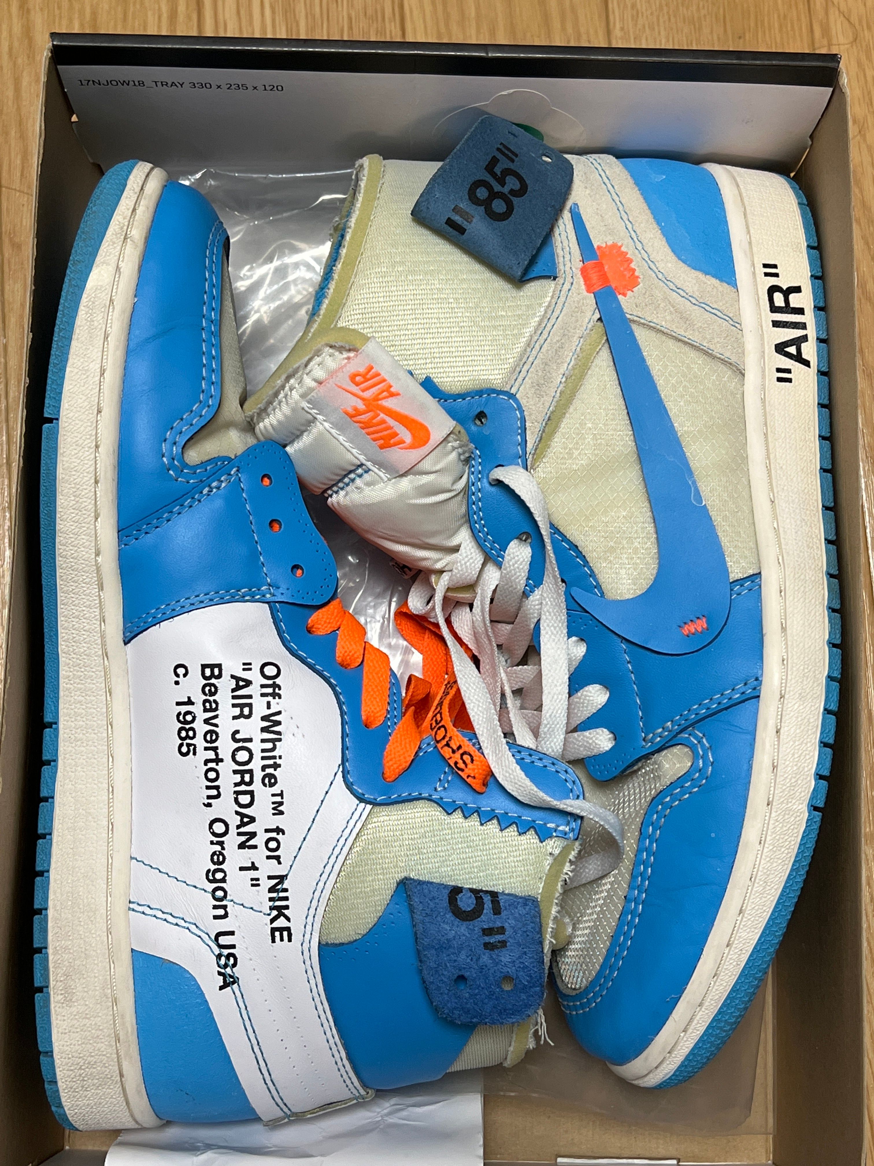 Off-White × Nike Air Jordan 1 High UNC "White/Dark Powder Blue"