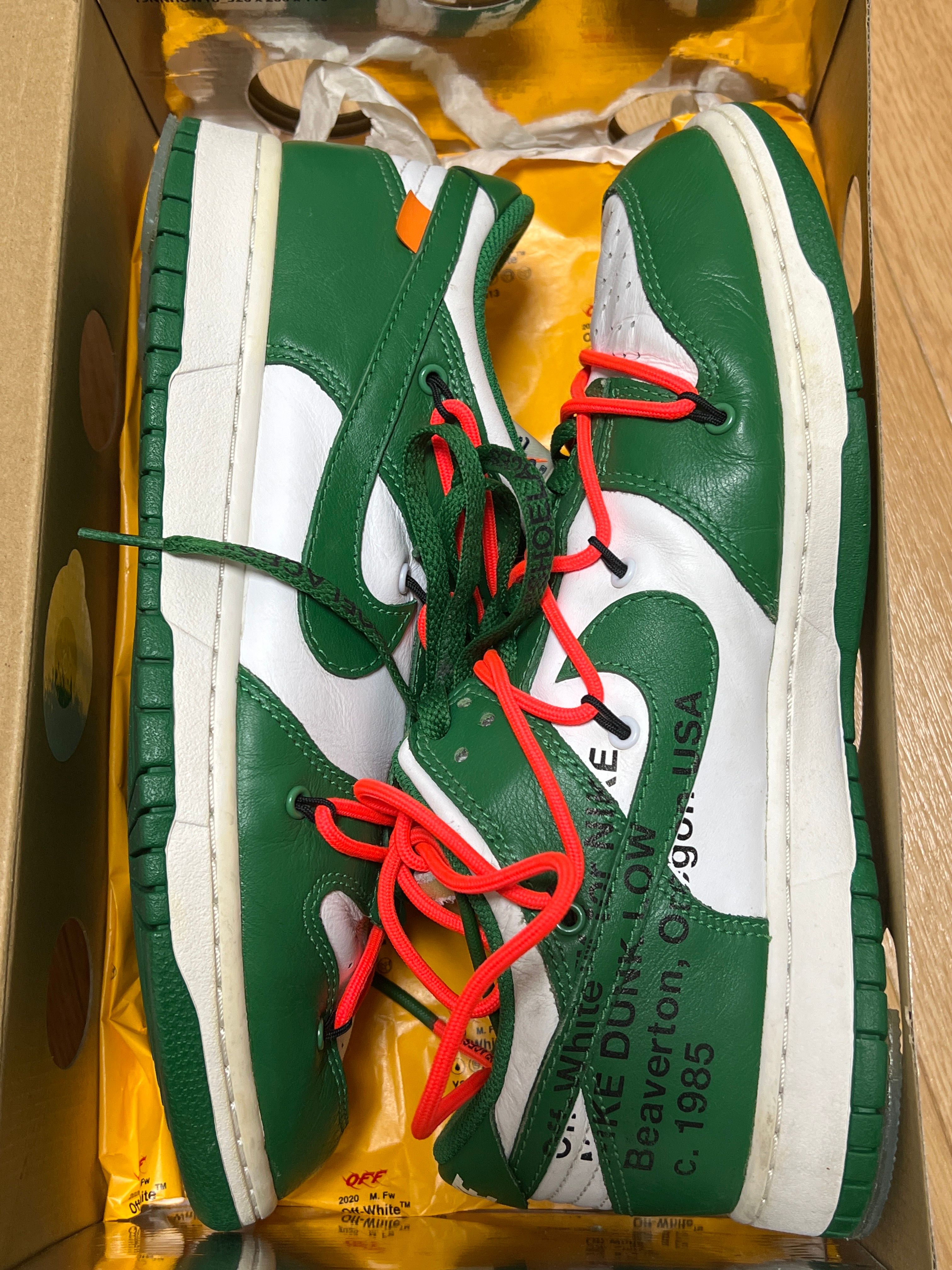 Off-White × Nike Dunk Low "White/Pine Green"