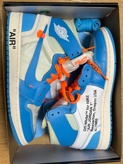 Off-White × Nike Air Jordan 1 High UNC "White/Dark Powder Blue"