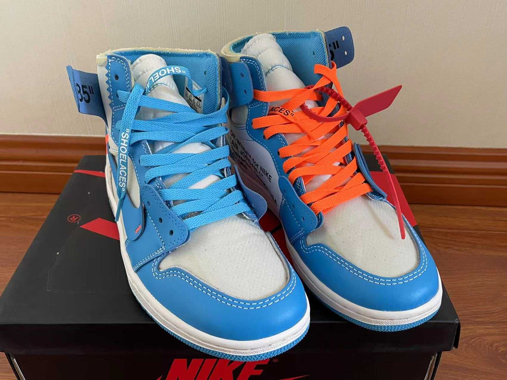 Off-White × Nike Air Jordan 1 High UNC "White/Dark Powder Blue"