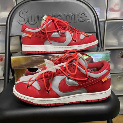 Off-White × Nike Dunk Low "University Red/Wolf Grey"