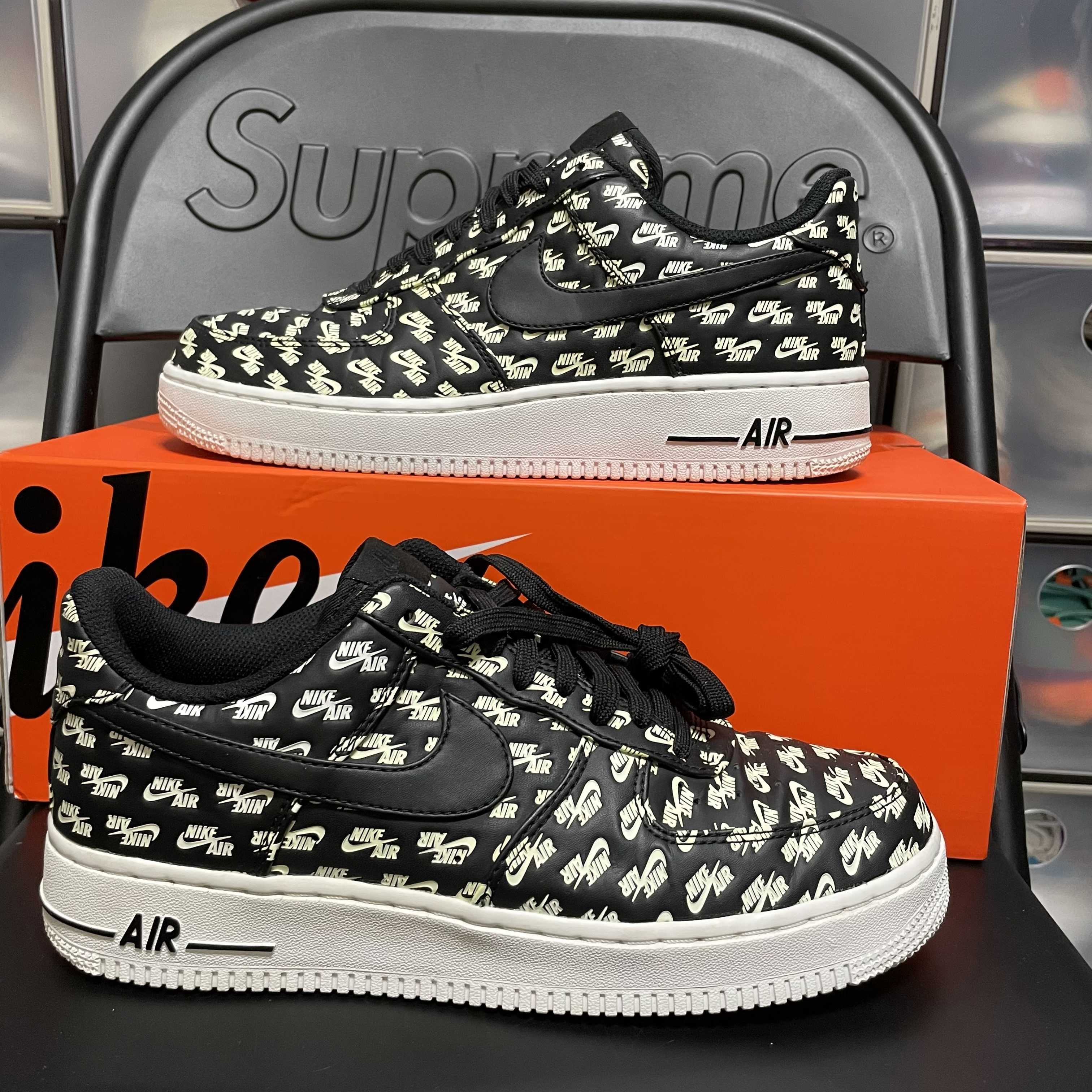 NIKE AIR FORCE 1 LOW ALL OVER LOGO BLACK