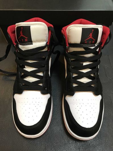 NIKE GS AIR JORDAN 1 MID "WHITE/GYM RED/BLACK"