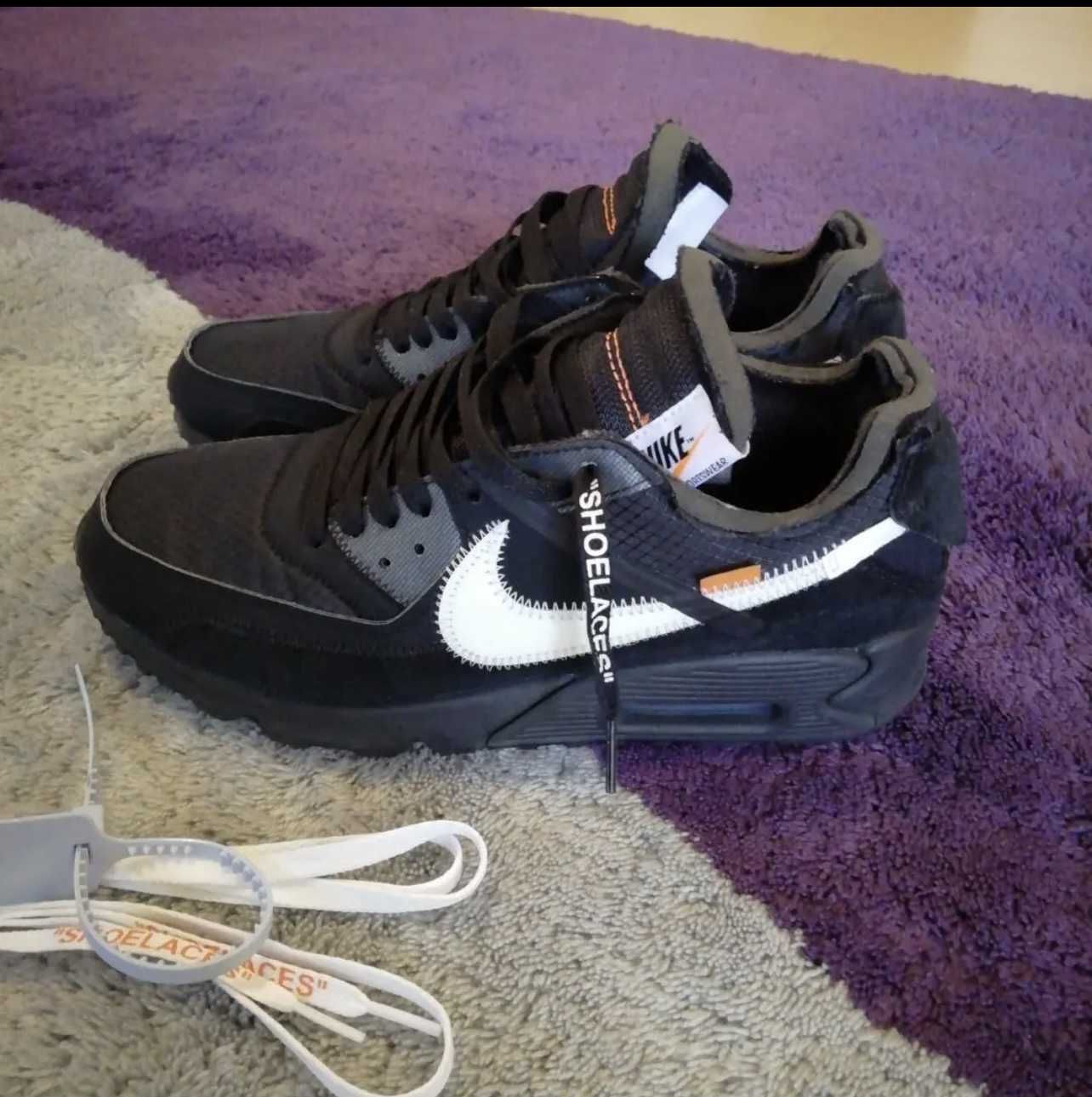 Off-White × Nike Air Max 90 "Black/Black-Cone-White"