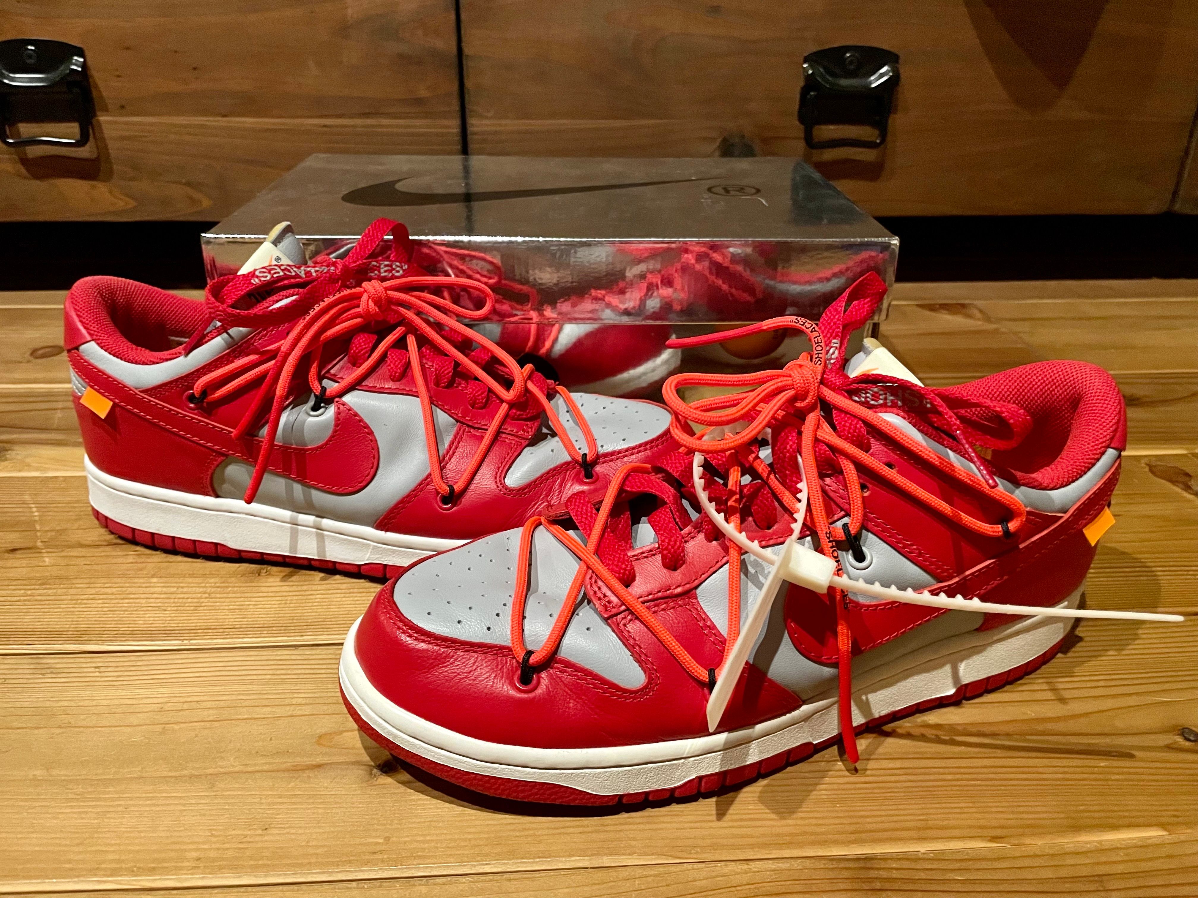 Off-White × Nike Dunk Low "University Red/Wolf Grey"