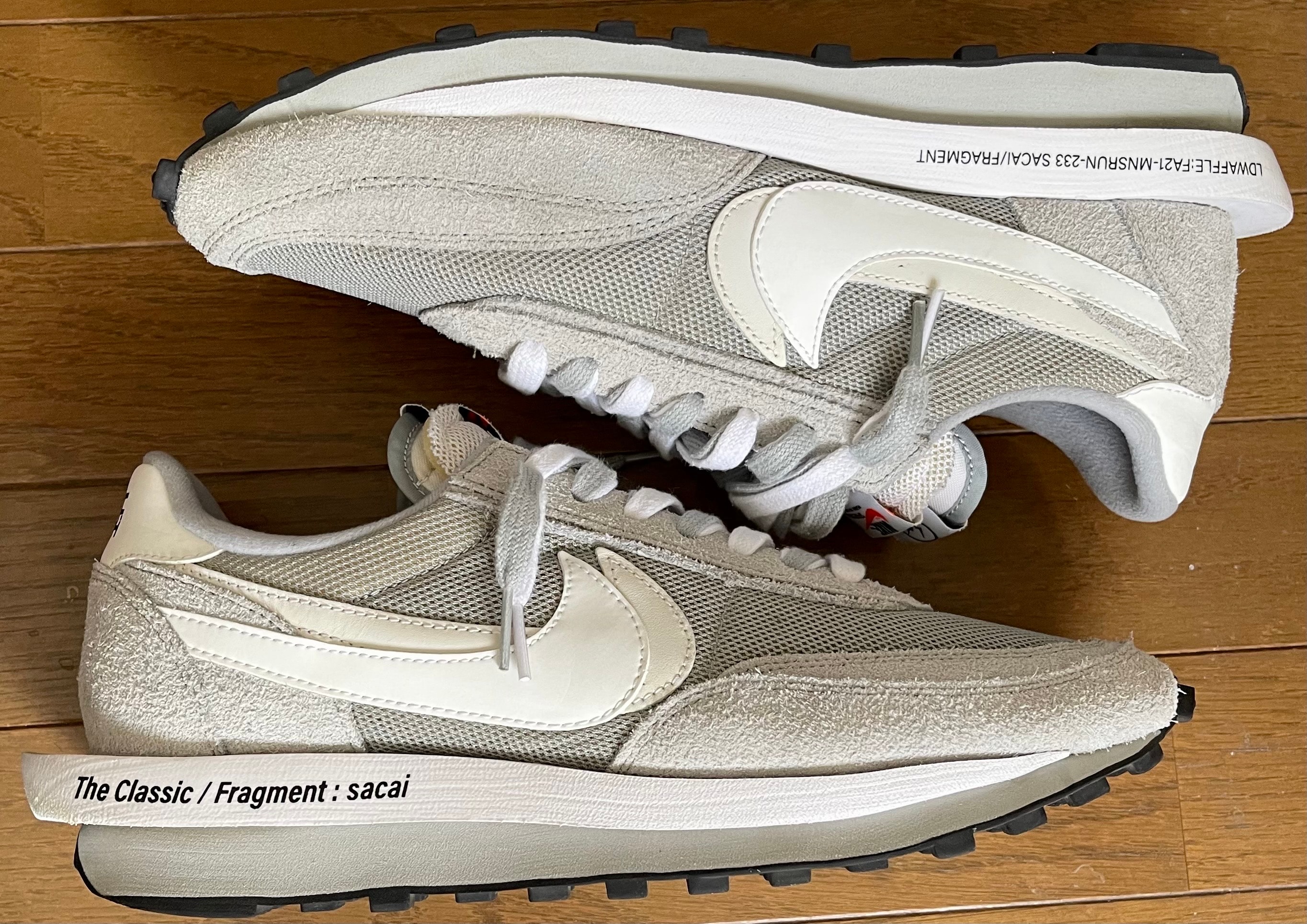 fragment design × sacai × Nike LD Waffle "Light Smoke Grey"