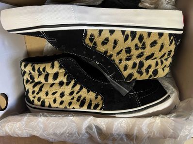 Supreme × Vans Sk8 Mid "Velvet Leopard Black"