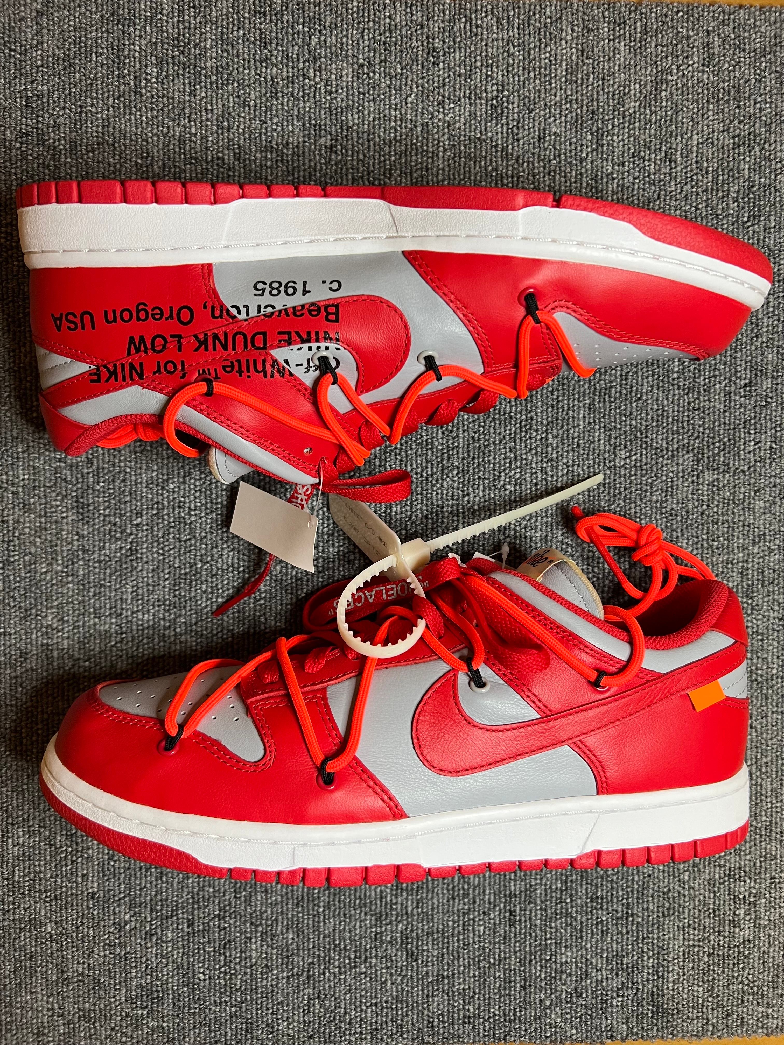 Off-White × Nike Dunk Low "University Red/Wolf Grey"