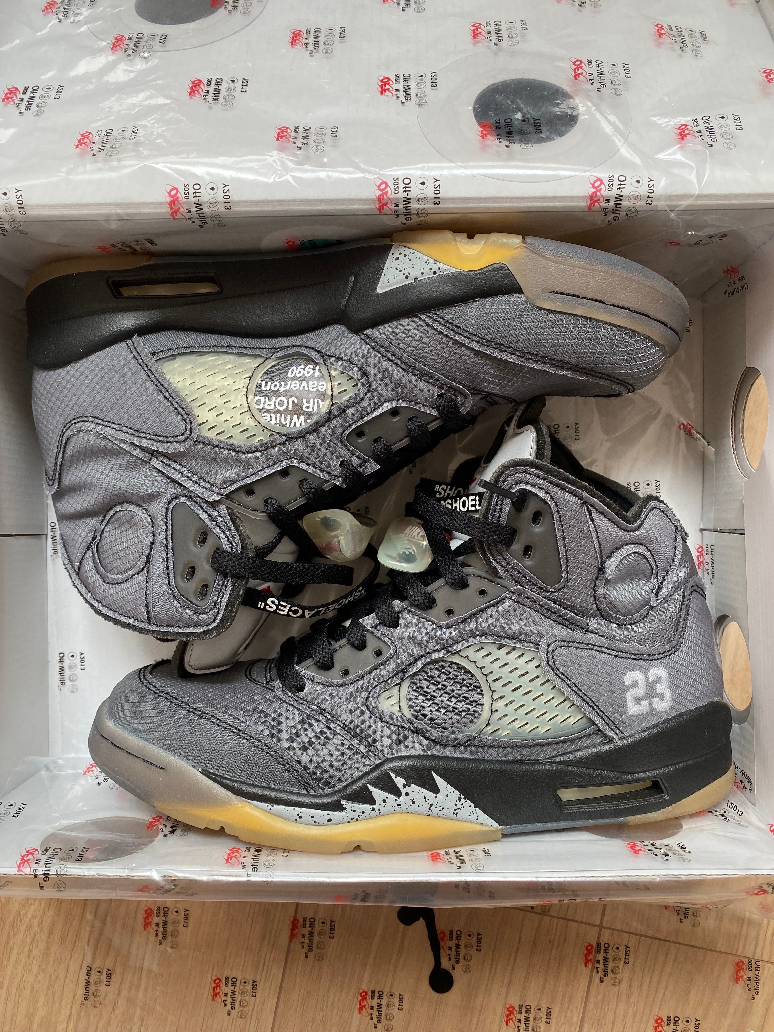 Off-White × Nike Air Jordan 5 "Black/Muslin/Fire Red"