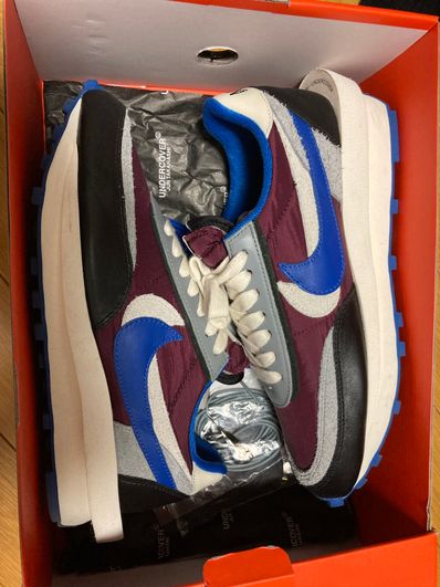UNDERCOVER × sacai × Nike LD Waffle "Night Maroon/Pale Ivory-Ground Grey-Team Royal"