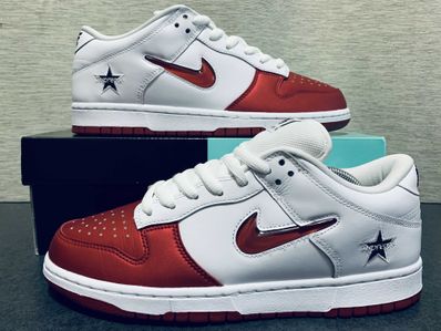 Supreme × Nike Dunk Low "Varsity Red/White"