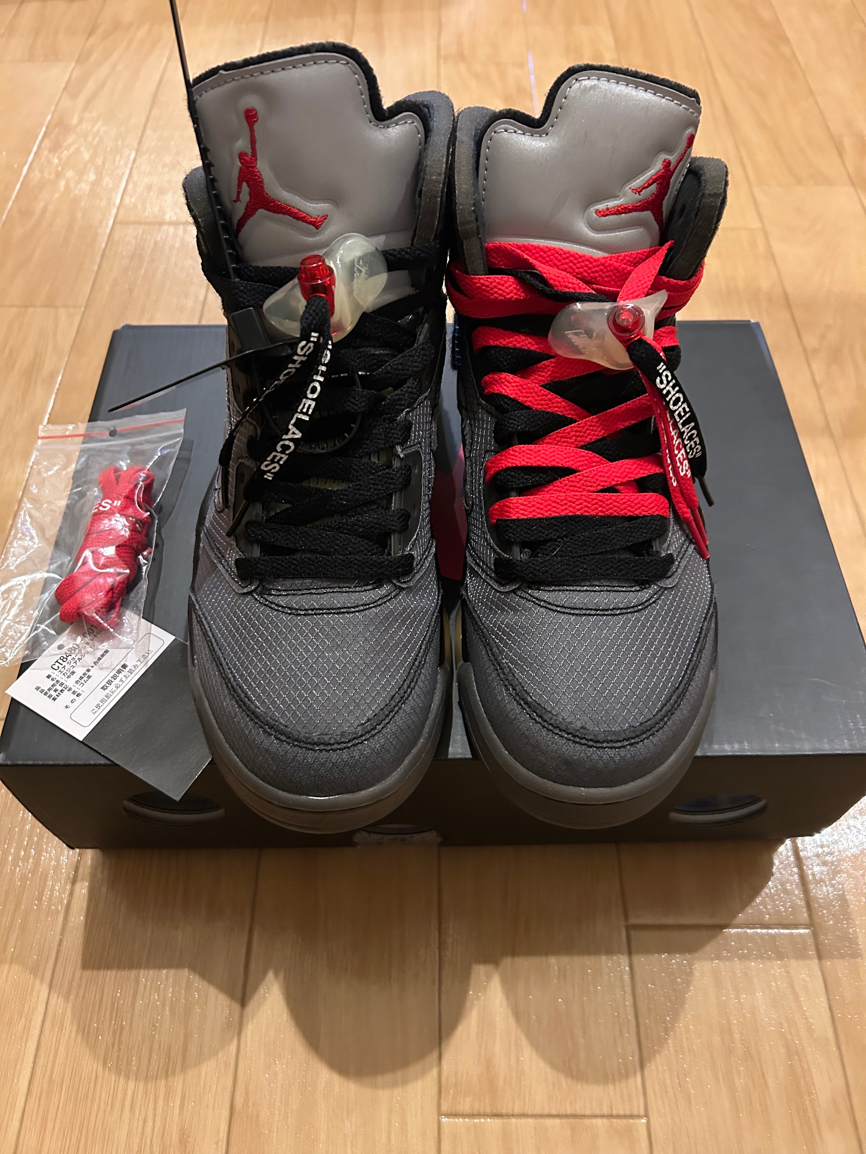 Off-White × Nike Air Jordan 5 "Black/Muslin/Fire Red"
