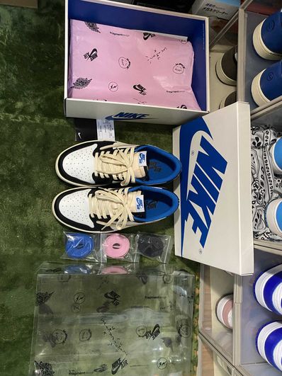 Travis Scott × fragment design × Nike Air Jordan 1 Low OG SP "Military Blue"