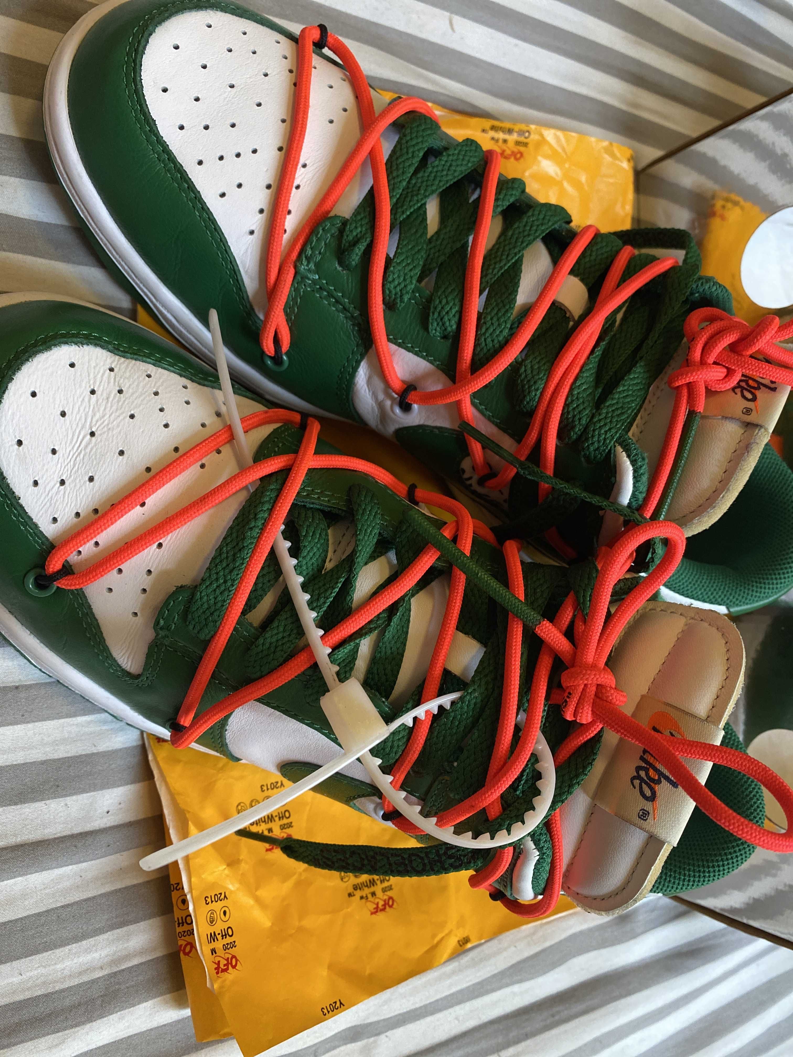 Off-White × Nike Dunk Low "White/Pine Green"