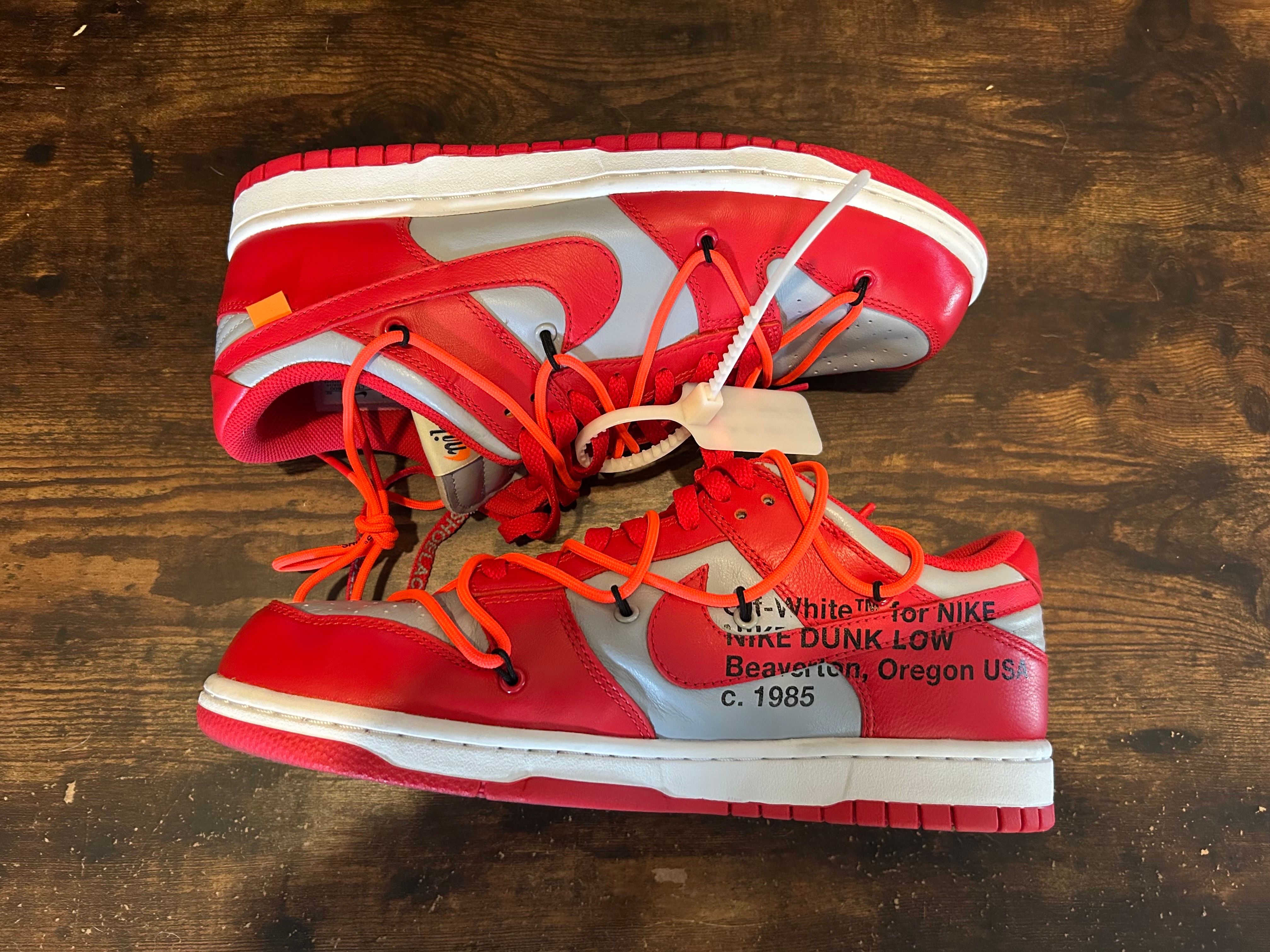 Off-White × Nike Dunk Low "University Red/Wolf Grey"