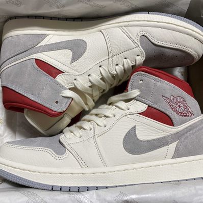 SNS×NIKE AIR JORDAN 1 MID "GREY/RED"