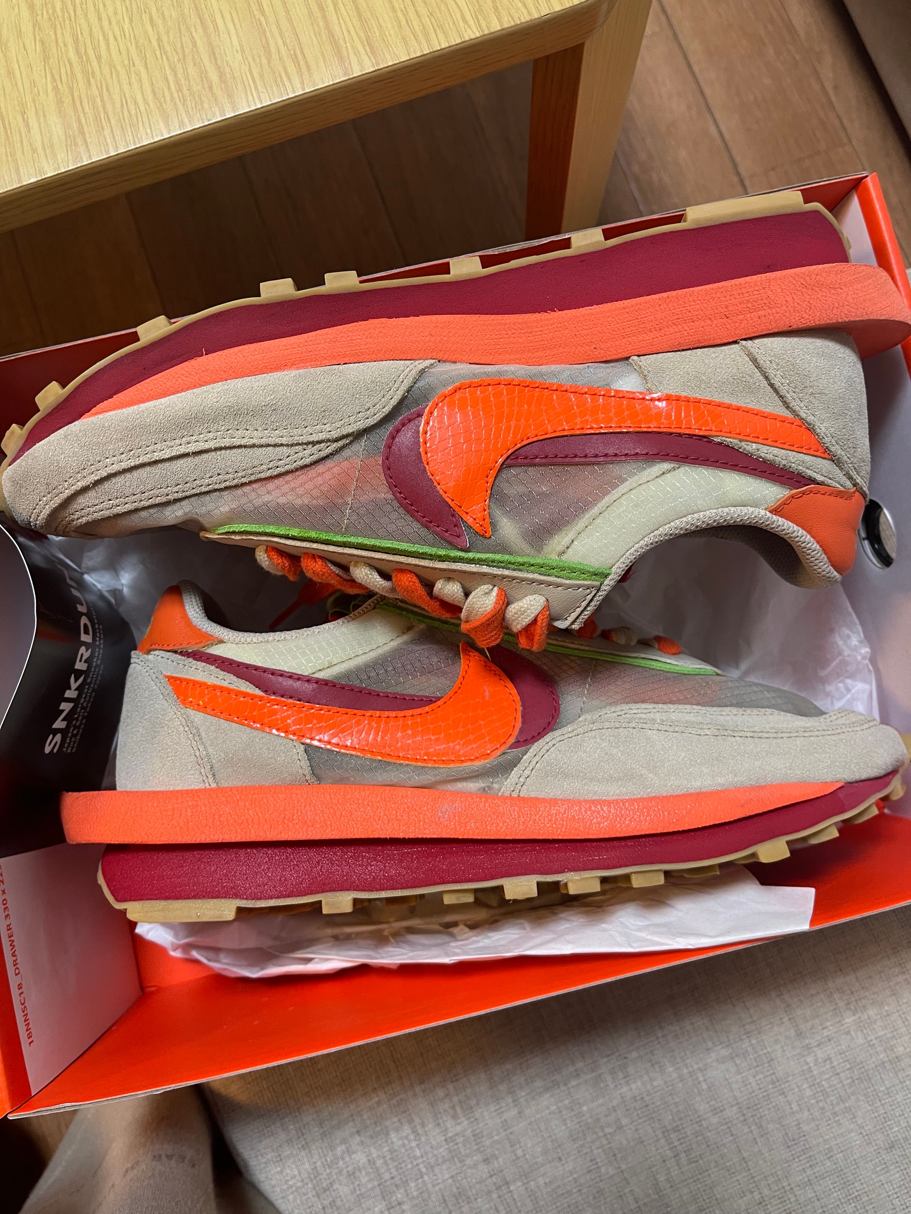 CLOT × Sacai × Nike LD Waffle "Orange Blaze"