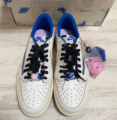 Travis Scott × fragment design × Nike Air Jordan 1 Low OG "Sail/Military Blue"