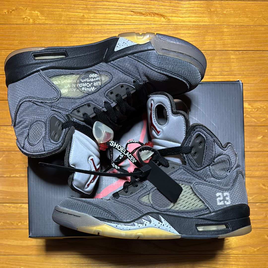 Off-White × Nike Air Jordan 5 "Black/Muslin/Fire Red"