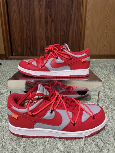 Off-White × Nike Dunk Low "University Red/Wolf Grey"