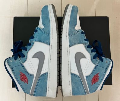 Nike GS Air Jordan 1 Mid "White/University Blue/Grey"