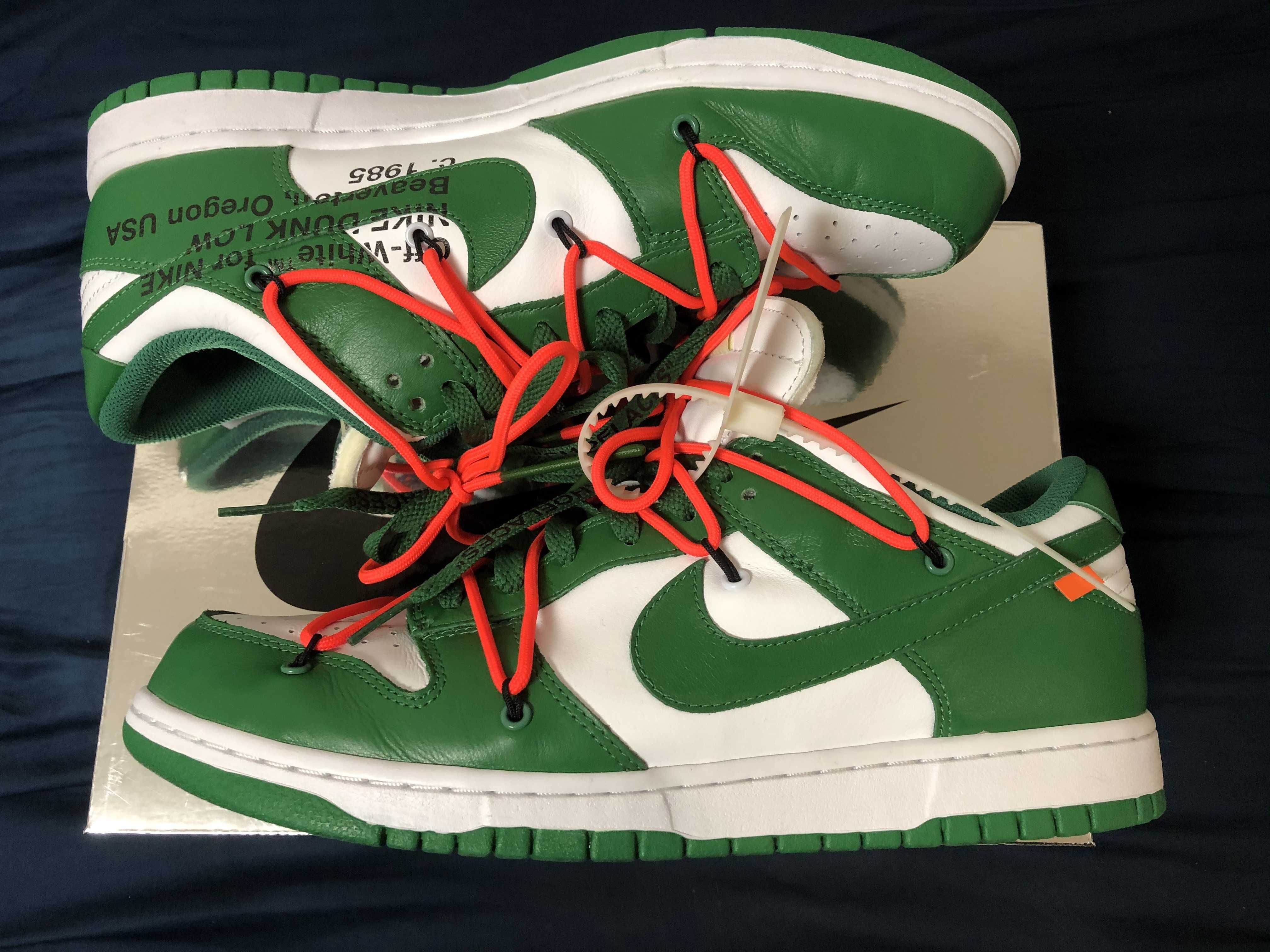 Off-White × Nike Dunk Low "White/Pine Green"