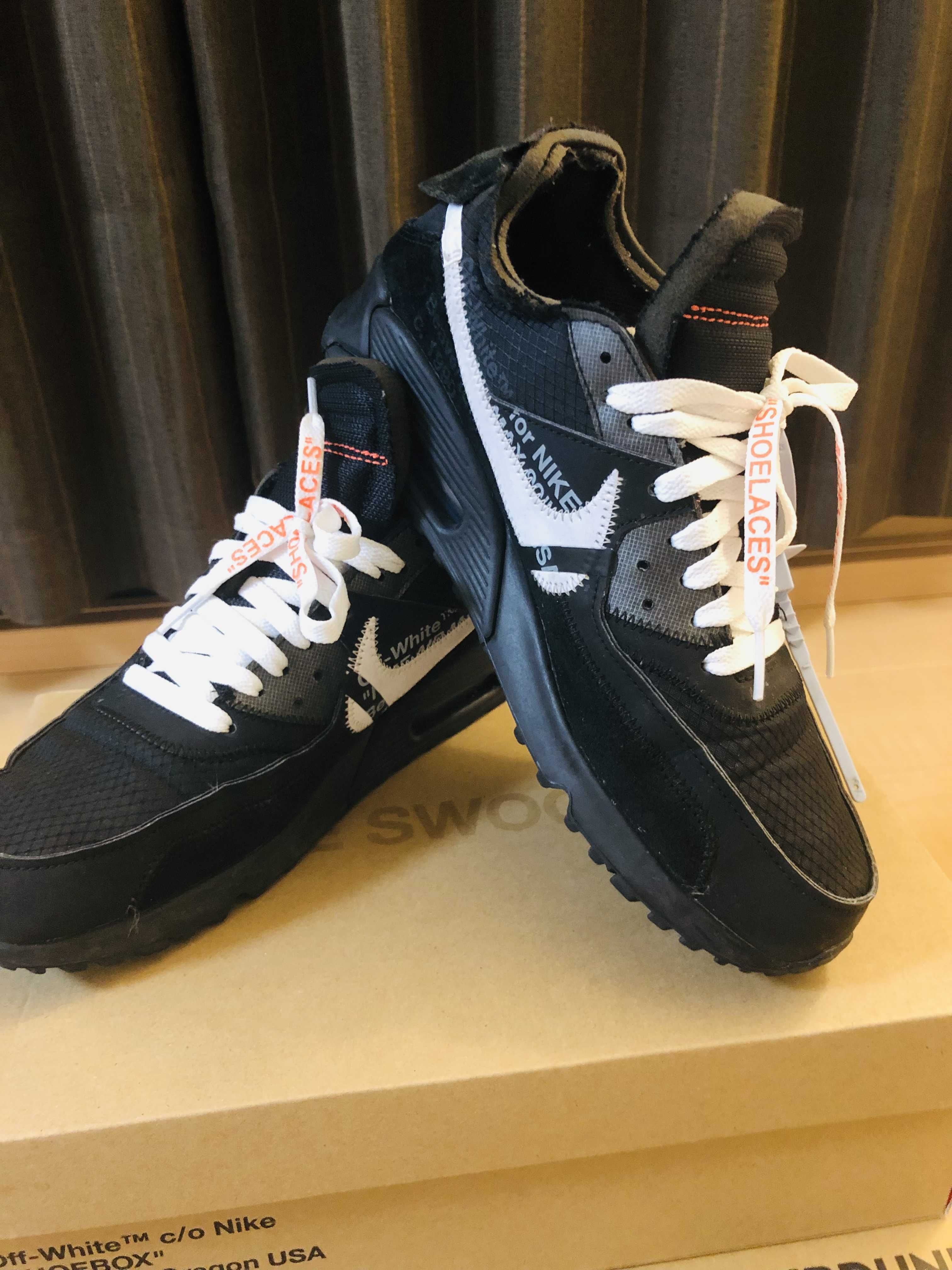 Off-White × Nike Air Max 90 "Black/Black-Cone-White"
