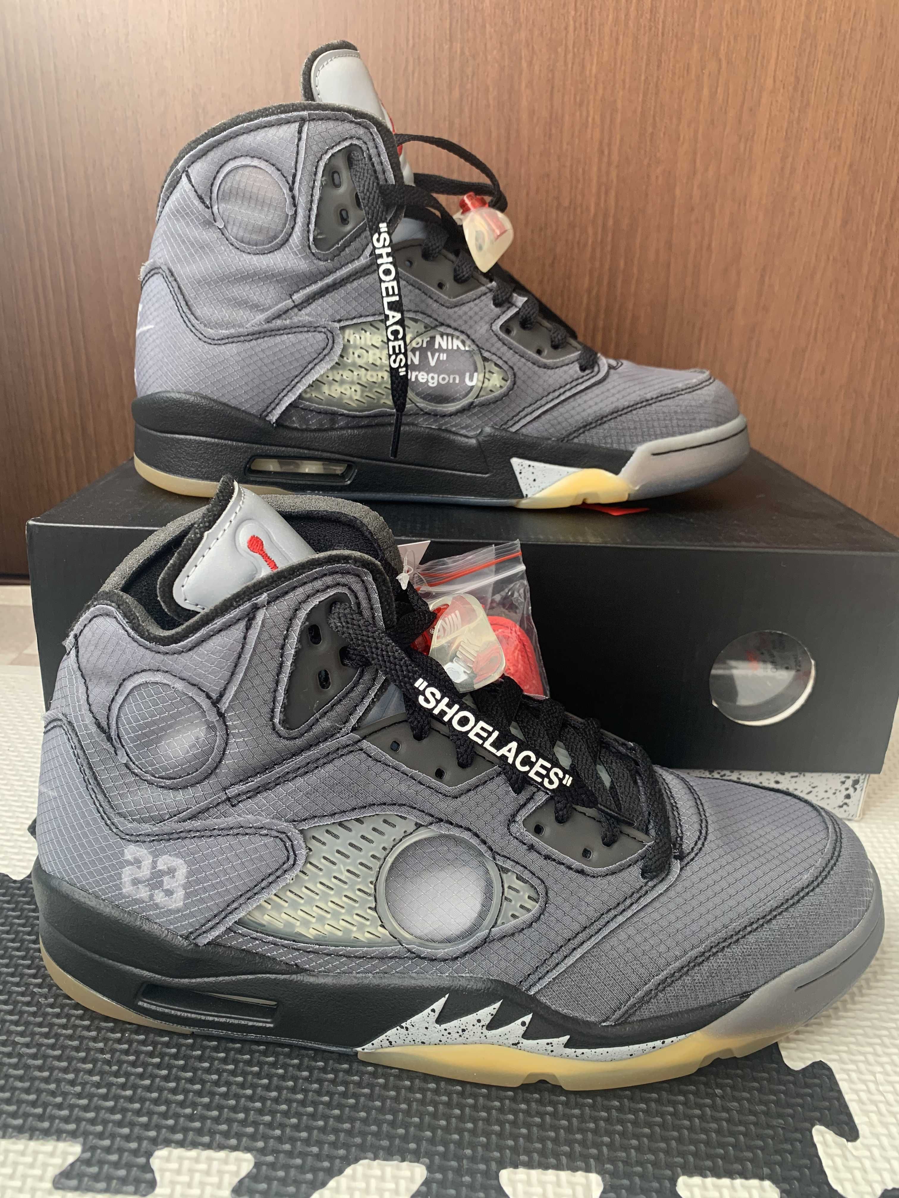 Off-White × Nike Air Jordan 5 "Black/Muslin/Fire Red"