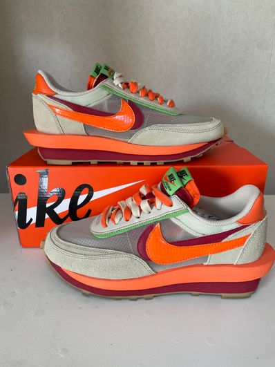 CLOT × Sacai × Nike LD Waffle "Orange Blaze"