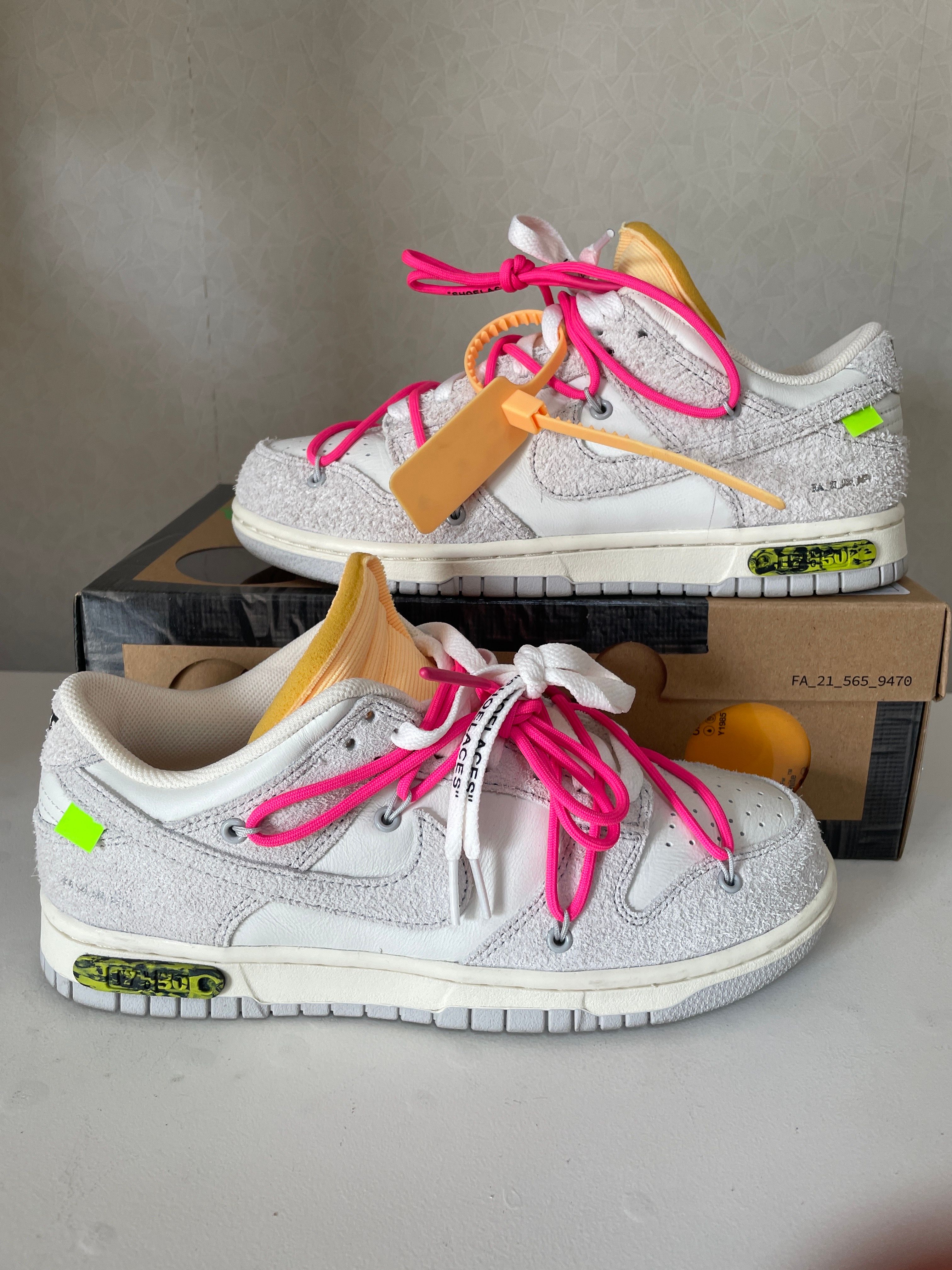 Off-White × Nike Dunk Low "Sail/Neutral Gray/Hyper Pink"