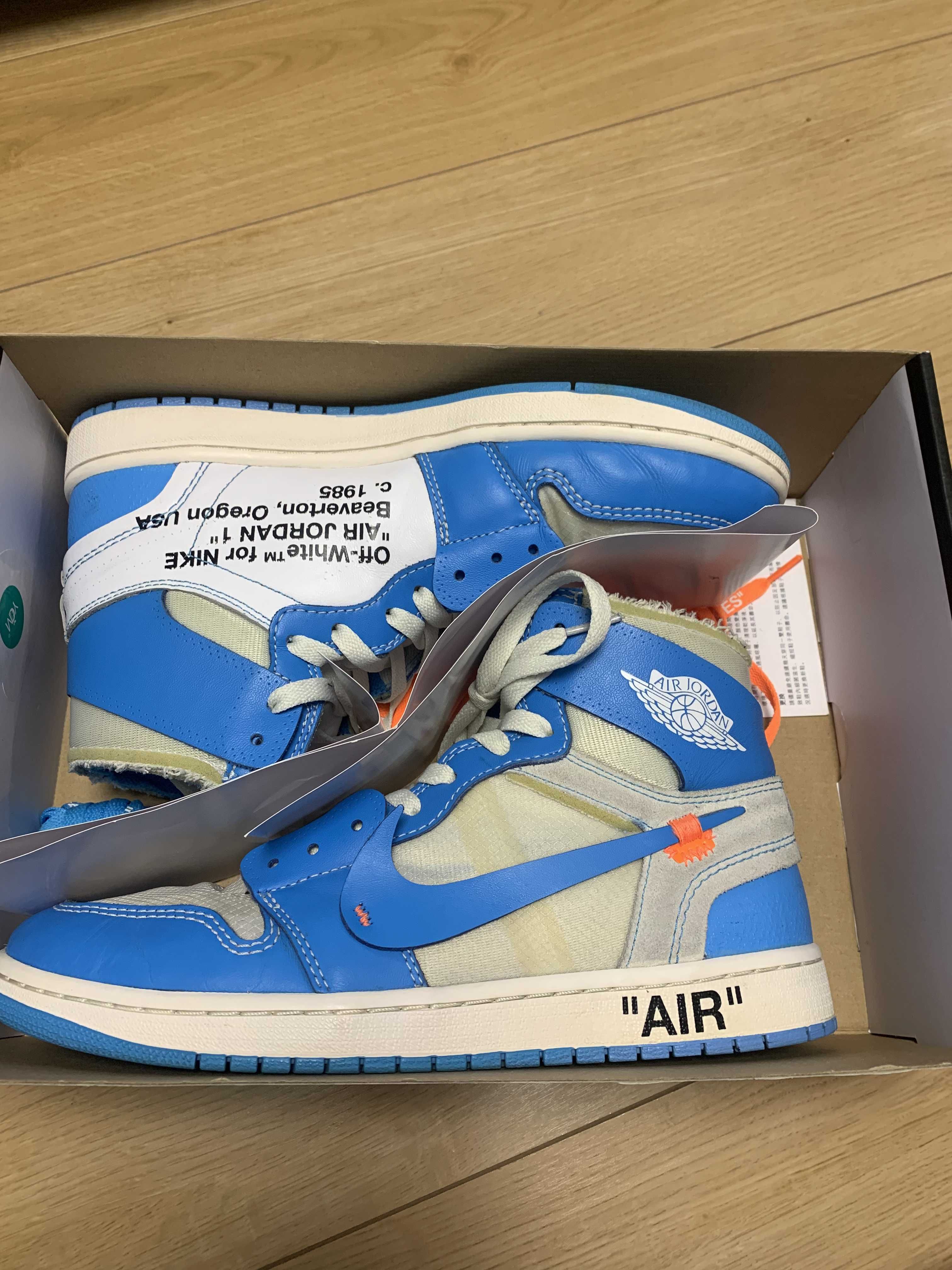 Off-White × Nike Air Jordan 1 High UNC "White/Dark Powder Blue"