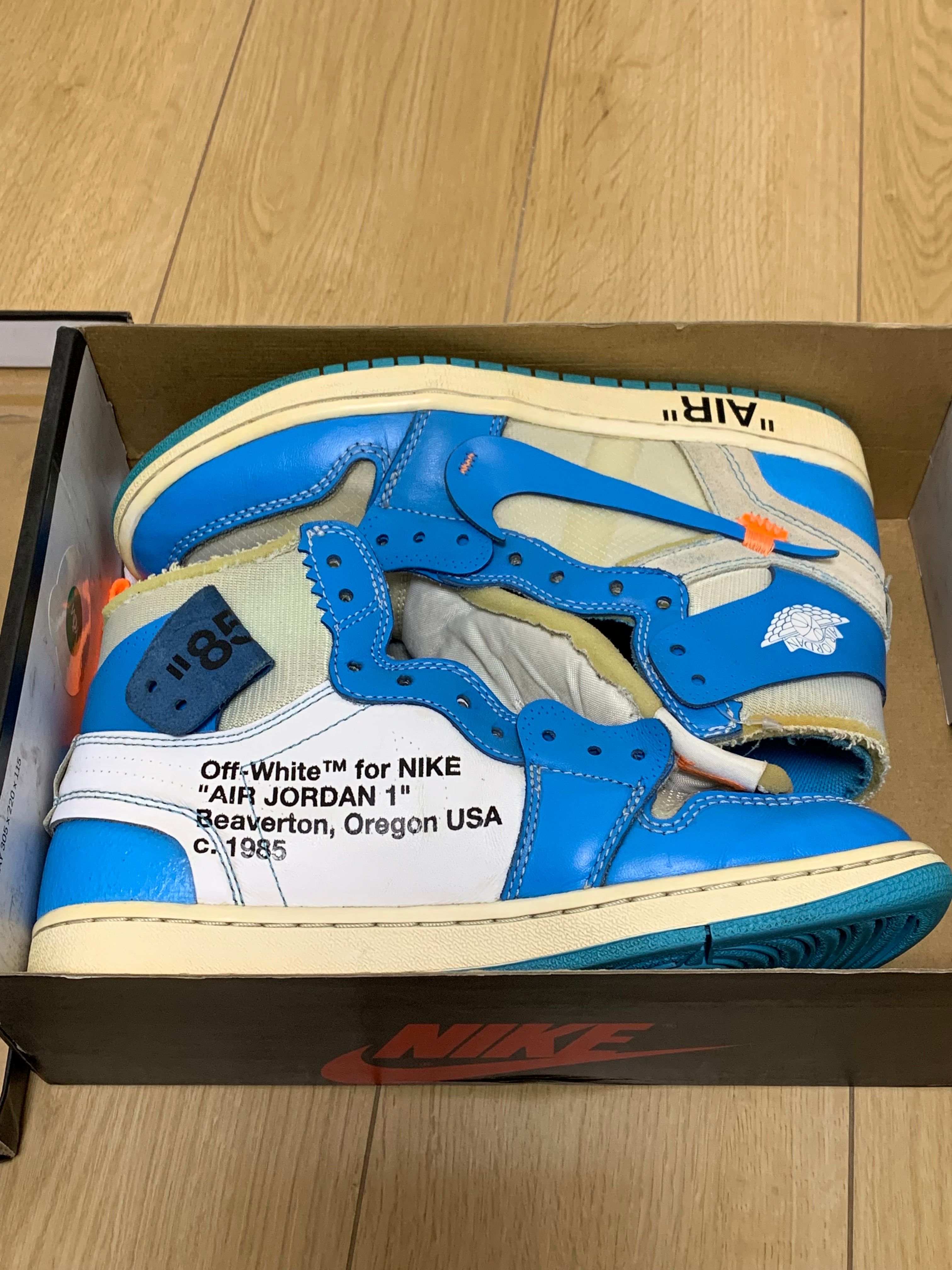 Off-White × Nike Air Jordan 1 High UNC "White/Dark Powder Blue"